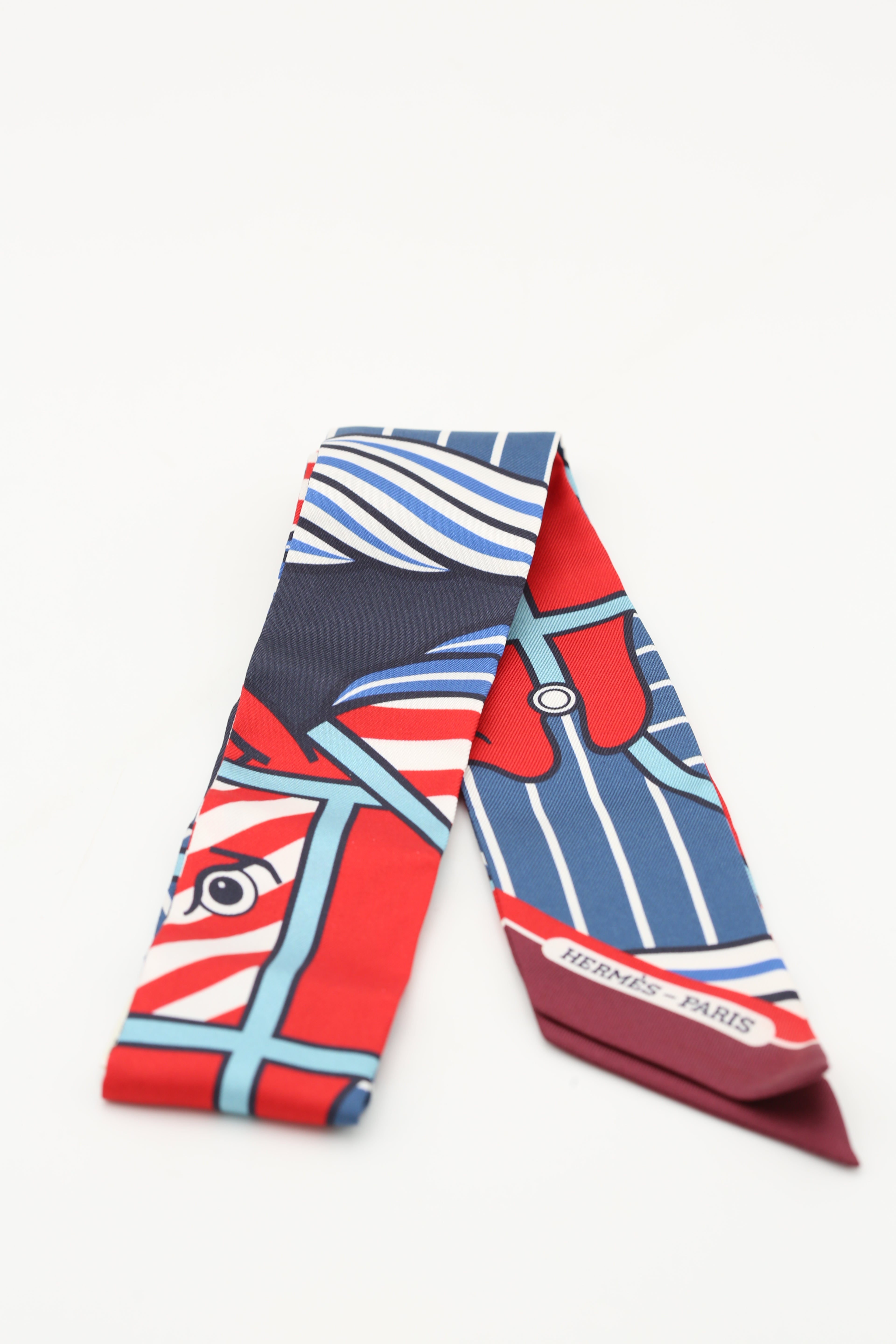 HERMÈS TWILLY QUADRIGE BAYADERE CL/ROUGE/BLEU/BLANC