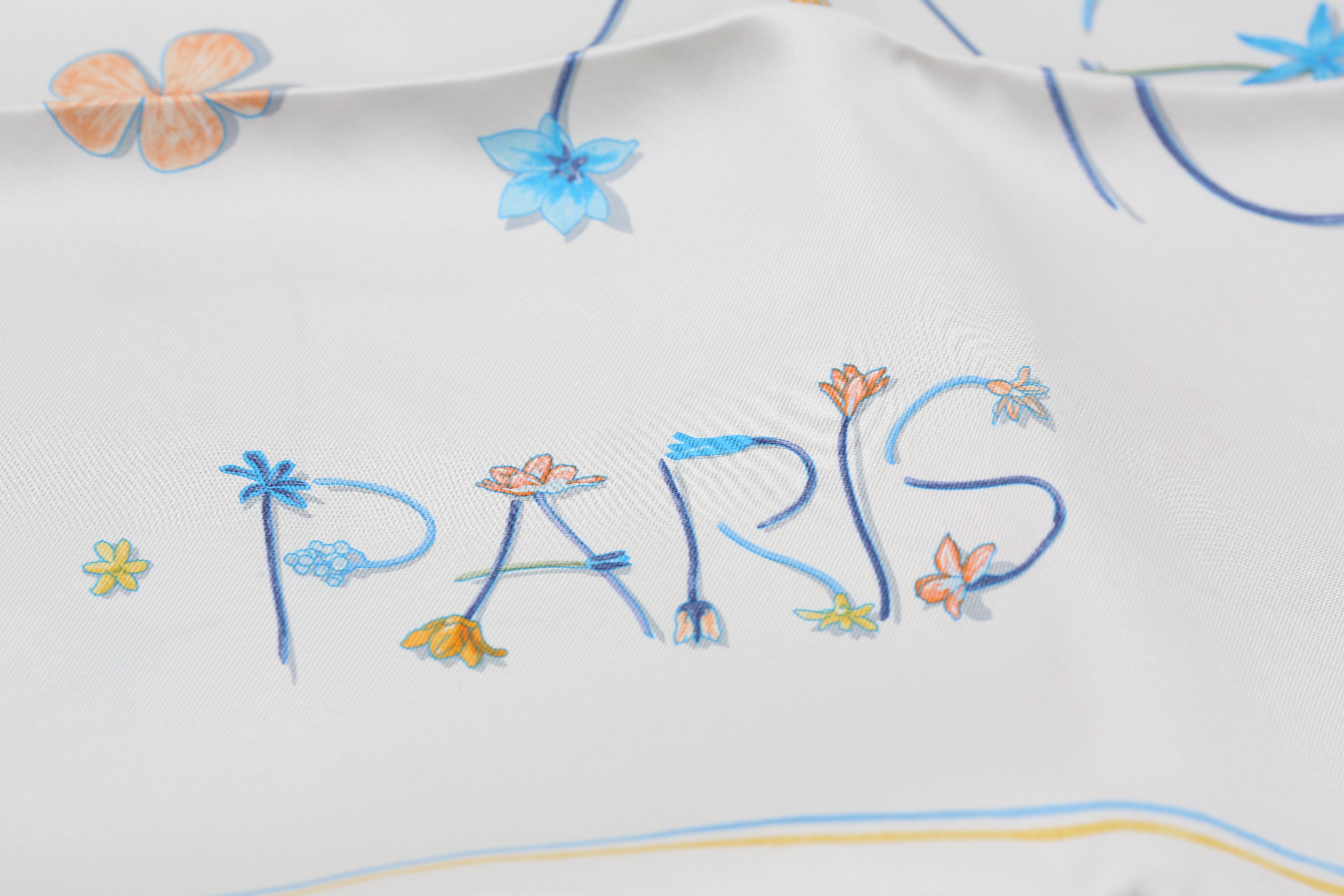 HERMÈS SCARF 70X70 CARRE 70 SOIE VINTAGE I LIKE FLOWERS PN/ARGENT/TURQUOISE/J