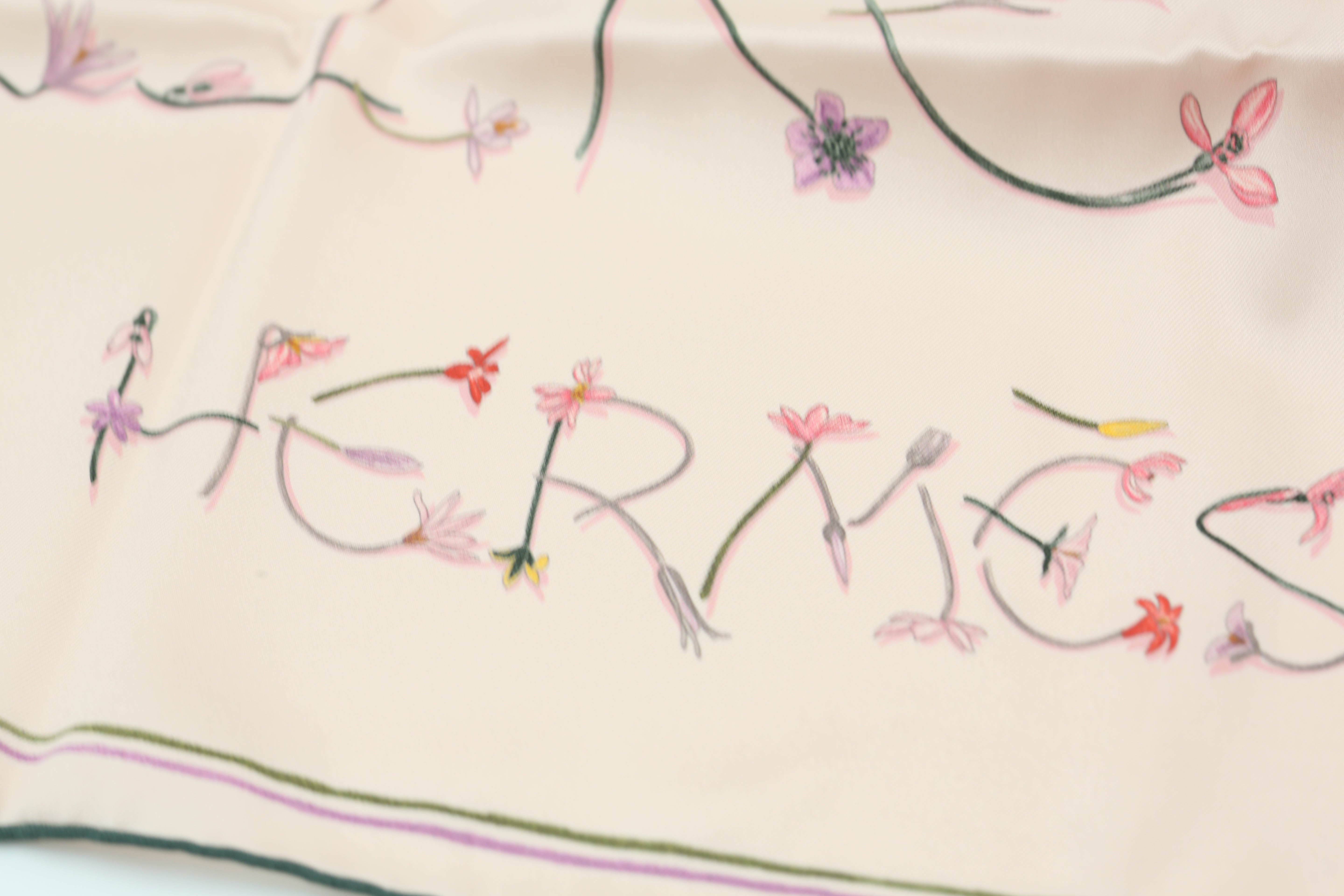 HERMÈS SCARF 70X70 CARRE 70 SOIE VINTAGE I LIKE FLOWERS AL/ROSE THE/KAKI/PRUN