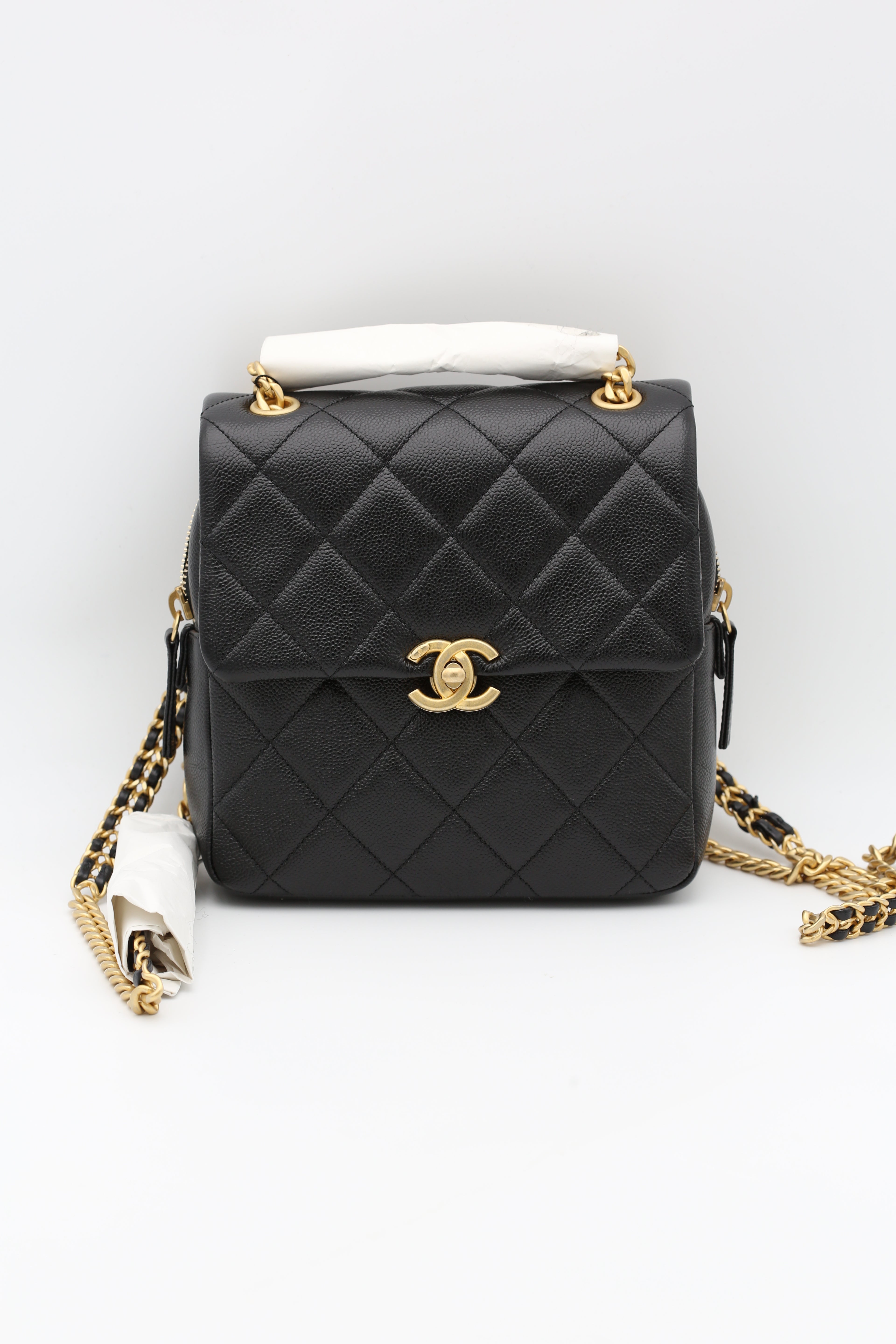 CHANEL 22P BACKPACK BLACK CAVIAR GOLD HARDWARE