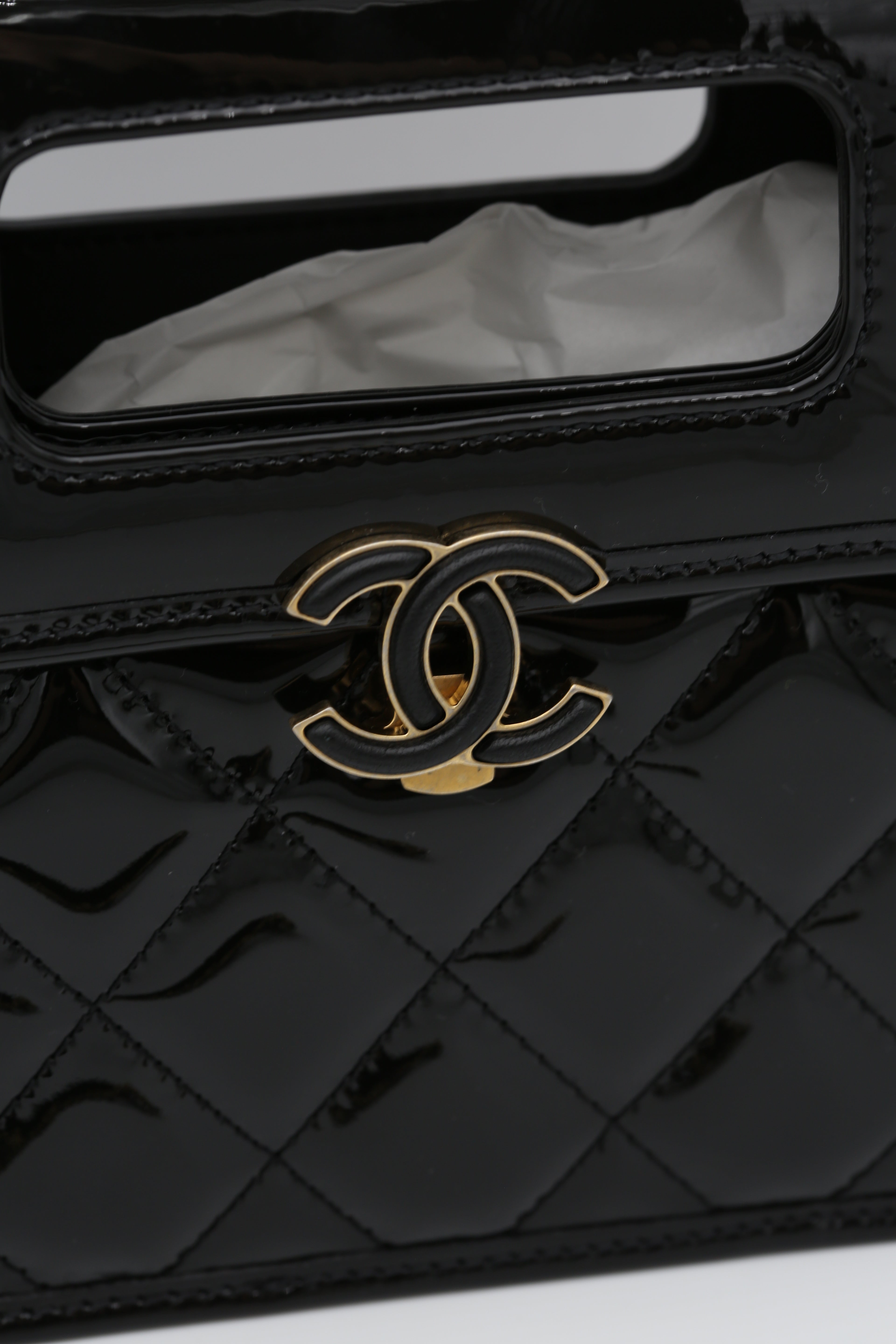 CHANEL 23S MINI FLAP BAG WITH TOP HANDLE BLACK GOLD HARDWARE