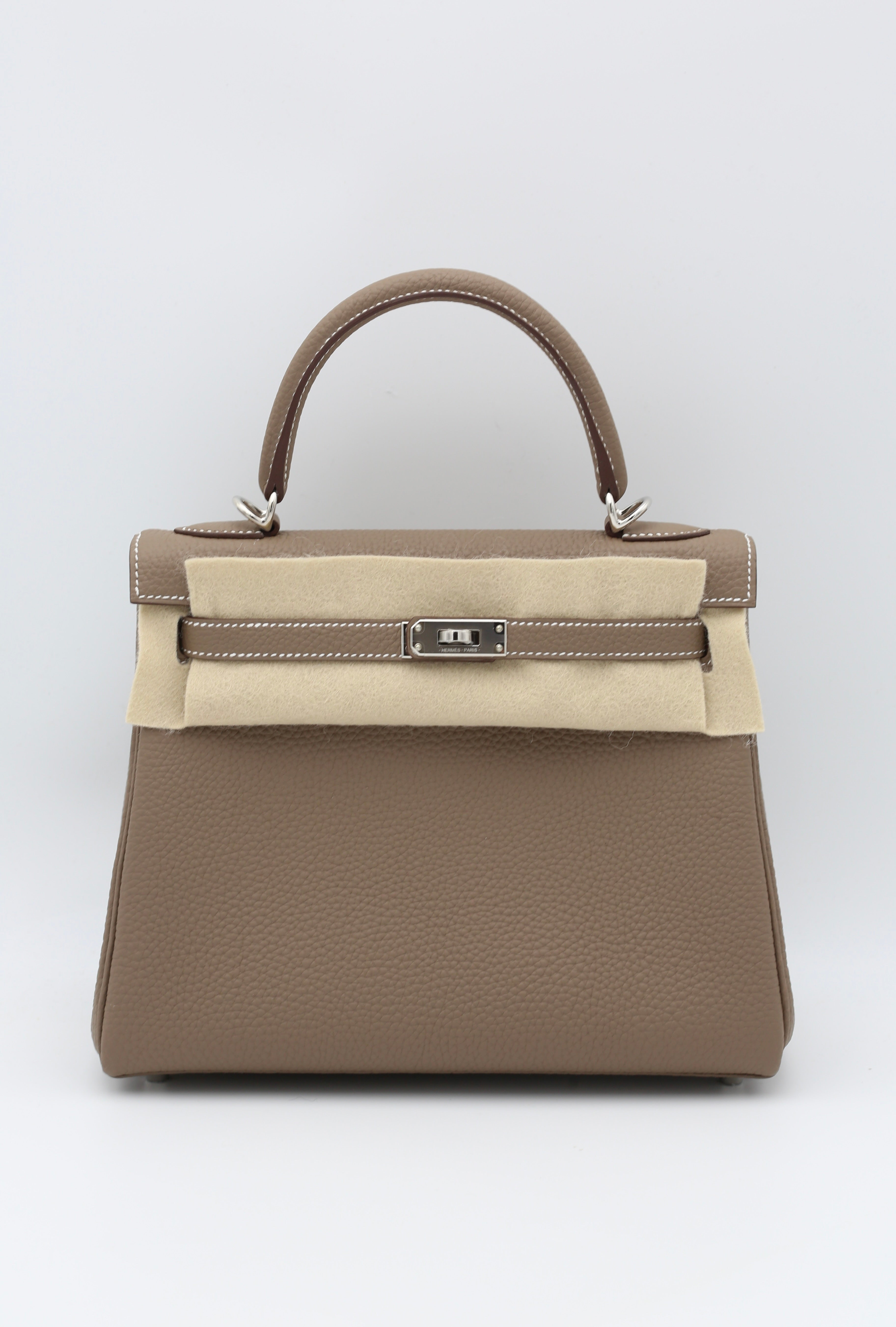 HERMÈS KELLY25 ETOUPE TOGO SILVER HARDWARE K STAMP