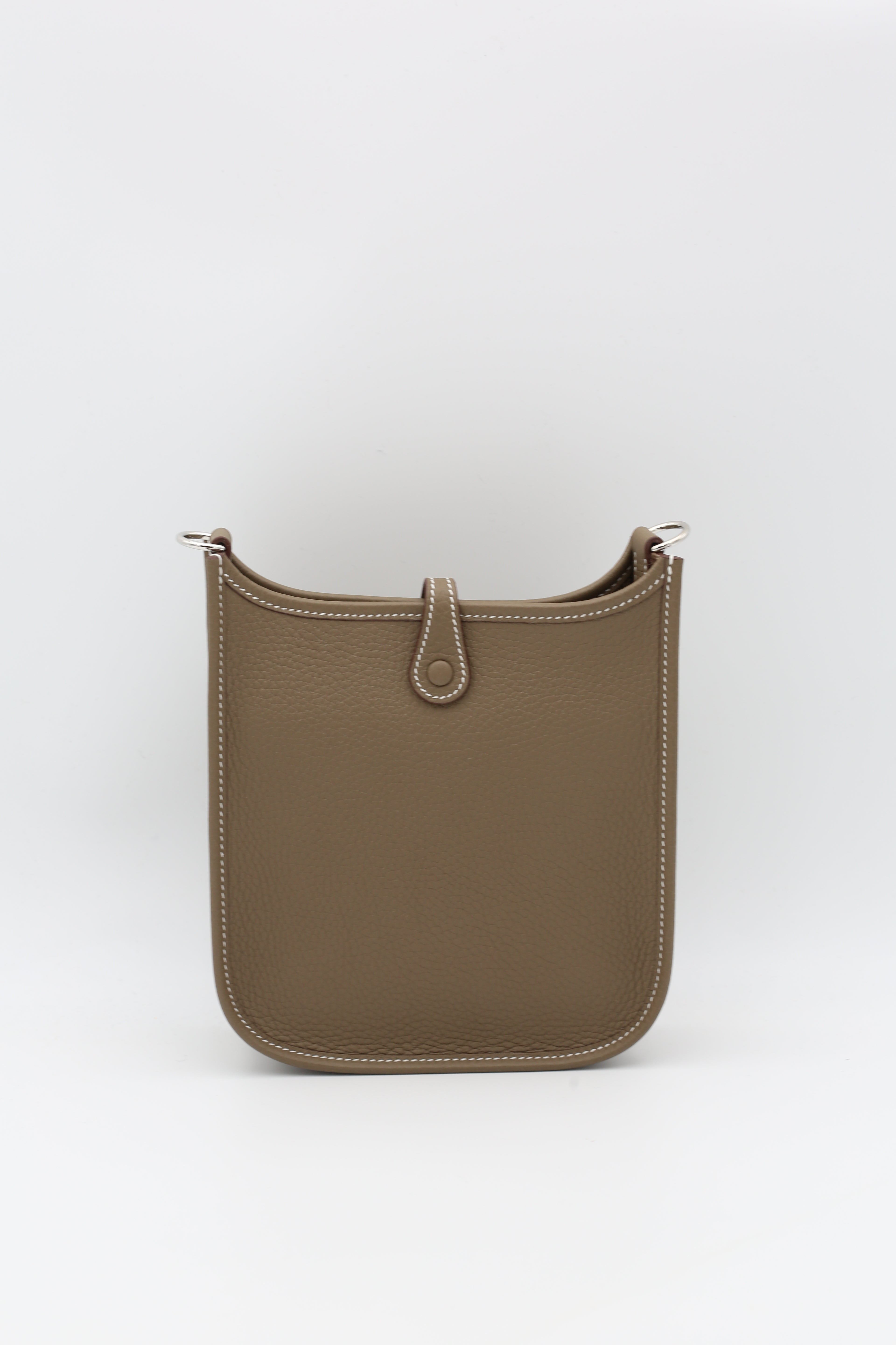 HERMÈS MINI EVELYN ETOUPE CLEMENCE SILVER HARDWARE G STAMP
