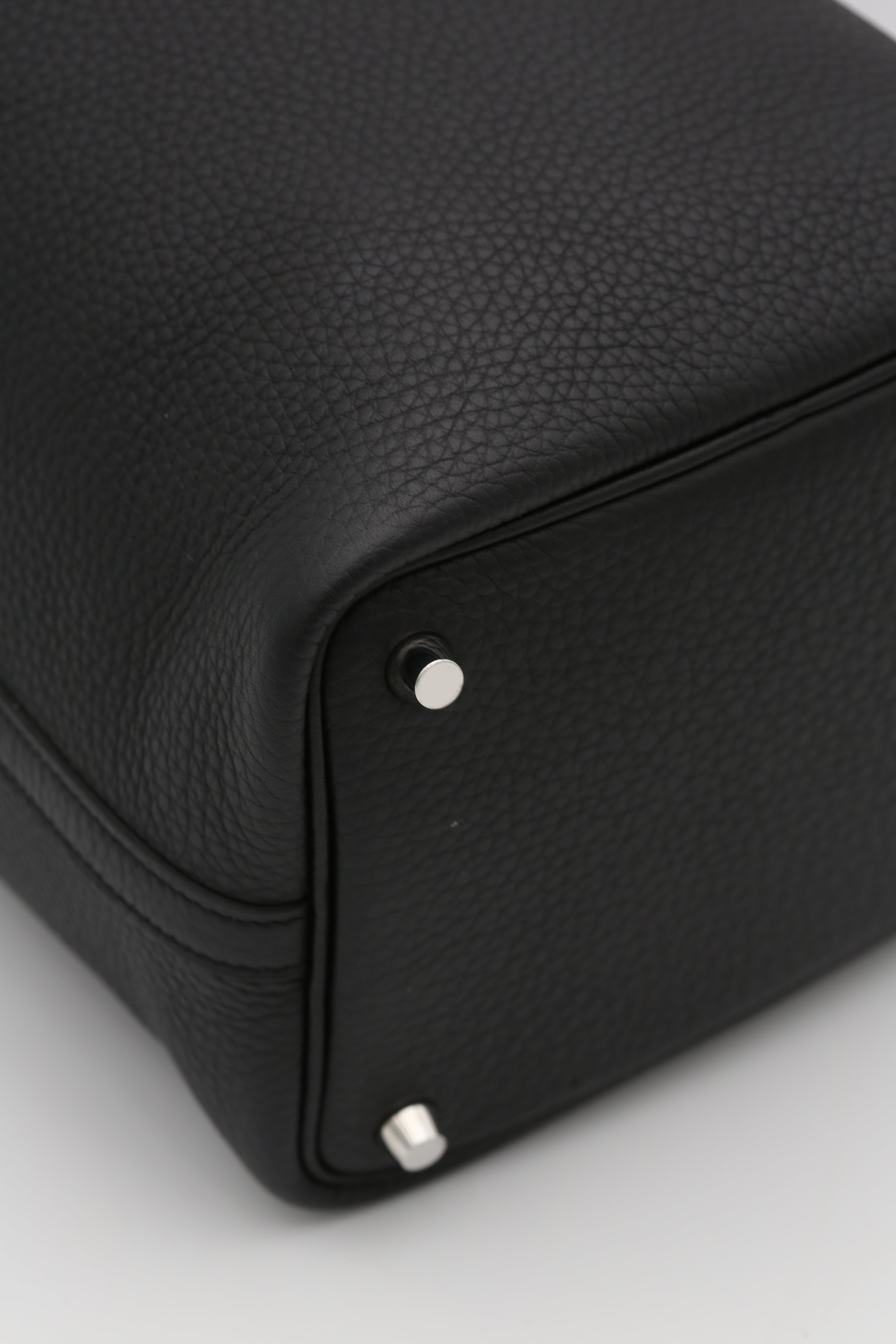 HERMÈS PICOTIN 18 NOIR CLEMENCE SILVER HARDWARE K STAMP