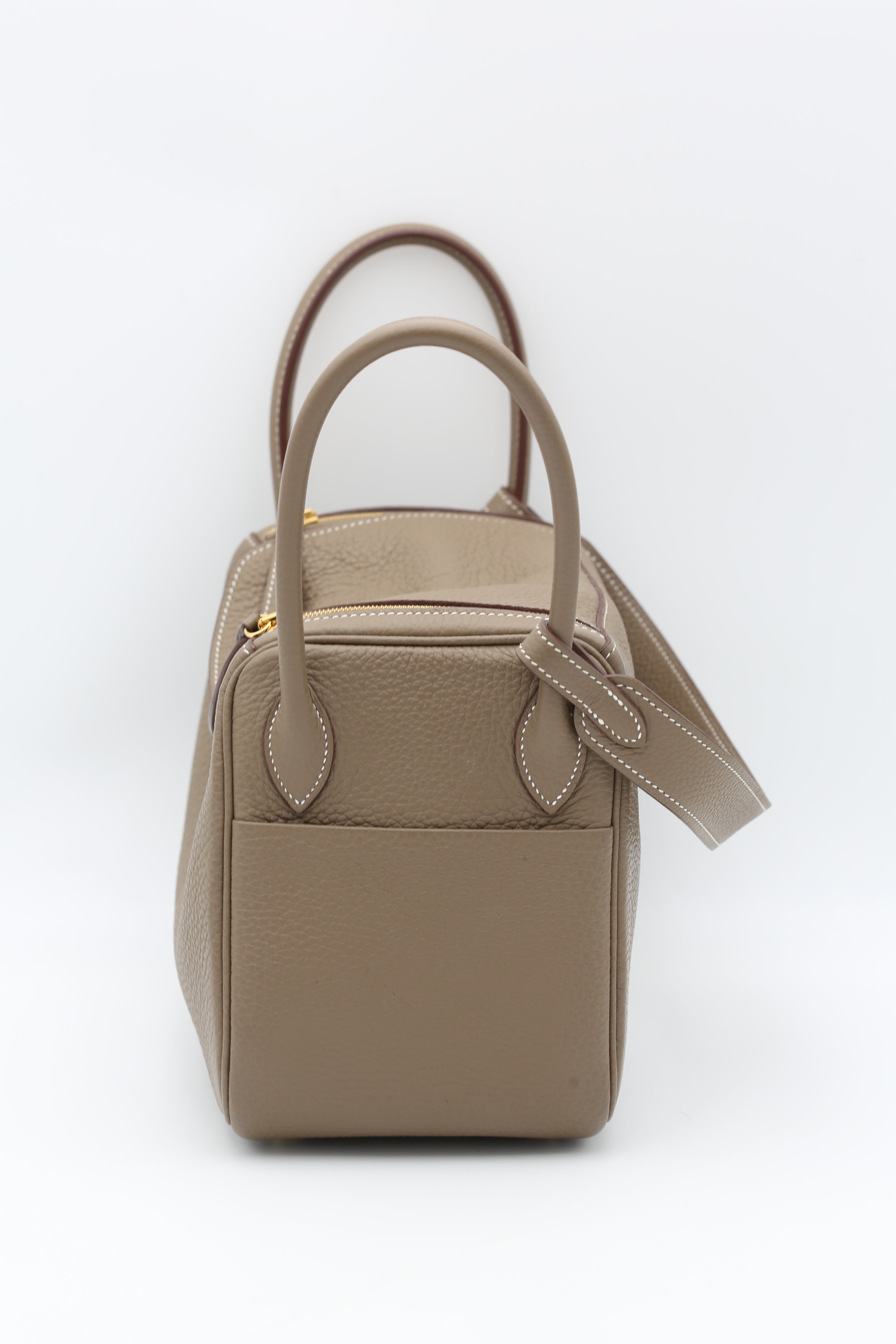 HERMÈS LINDY26 ETOUPE TAURILLON CLEMENCE GOLD HARDWARE W STAMP