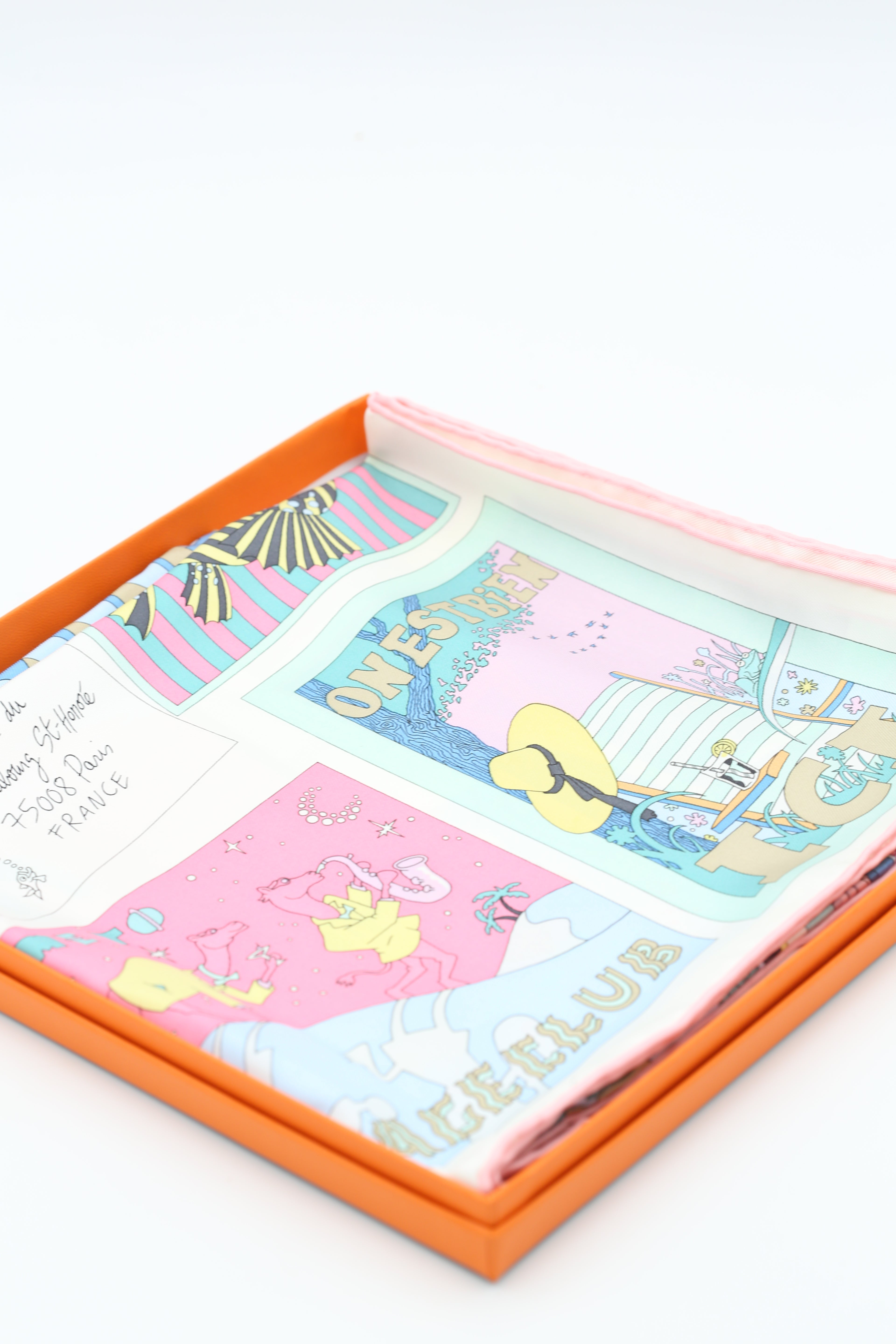 HERMÈS SCARF 90X90 BLUE & PINK