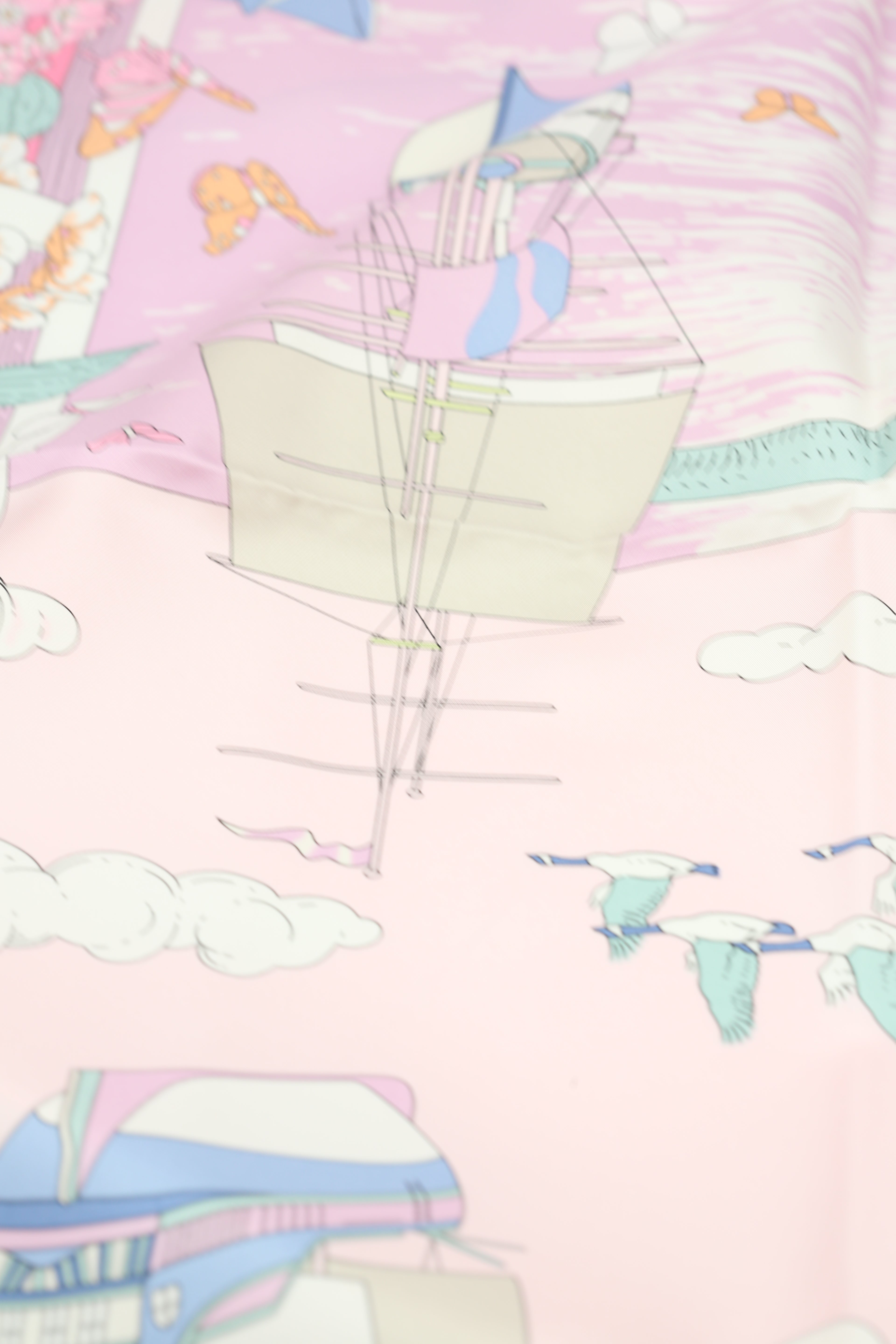 HERMÈS SCARF 90X90 PINK & LIGHT GREEN