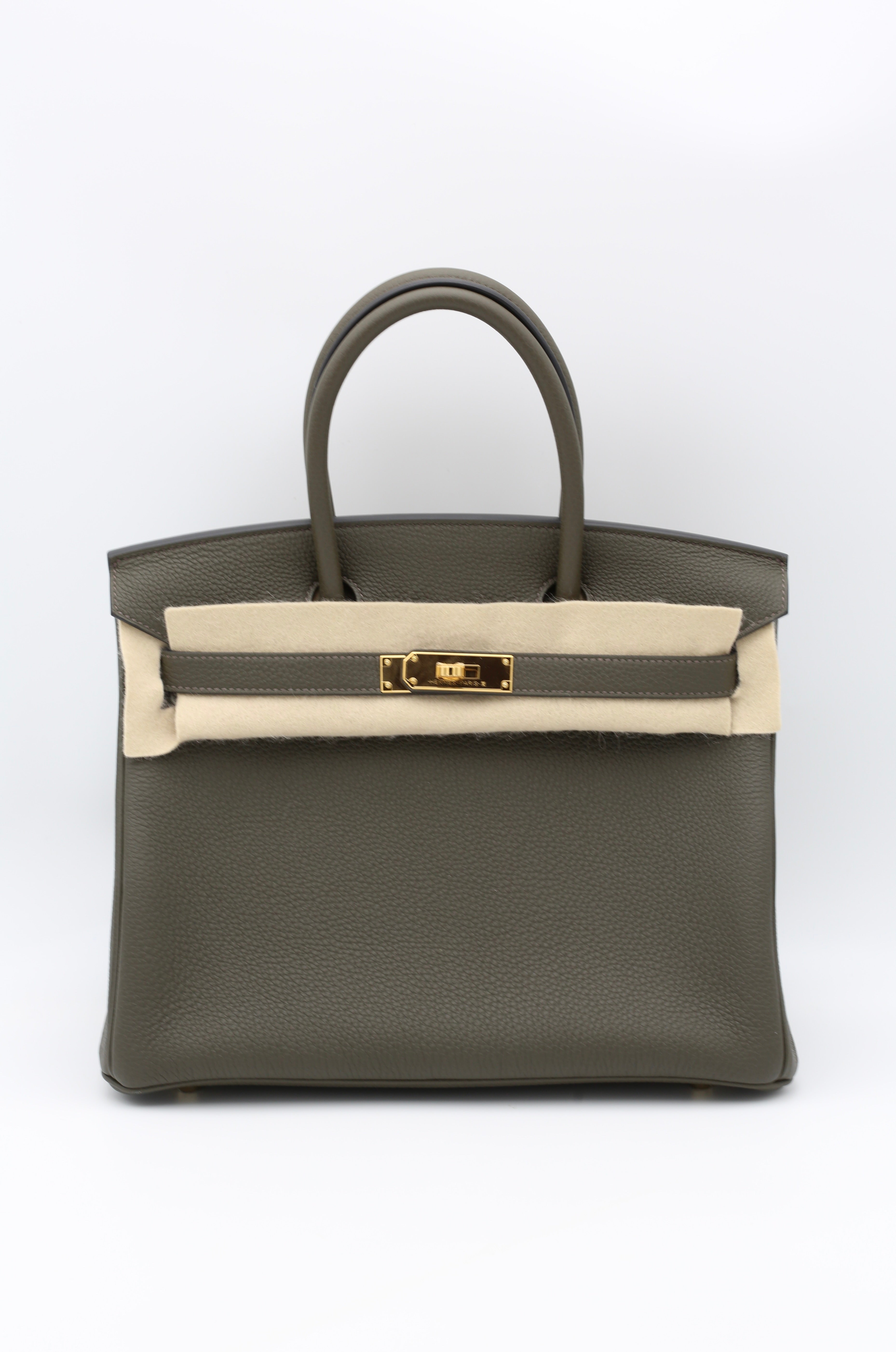 HERMÈS BIRKIN30 VERT GRIS TOGO GOLD HARDWARE Y STAMP