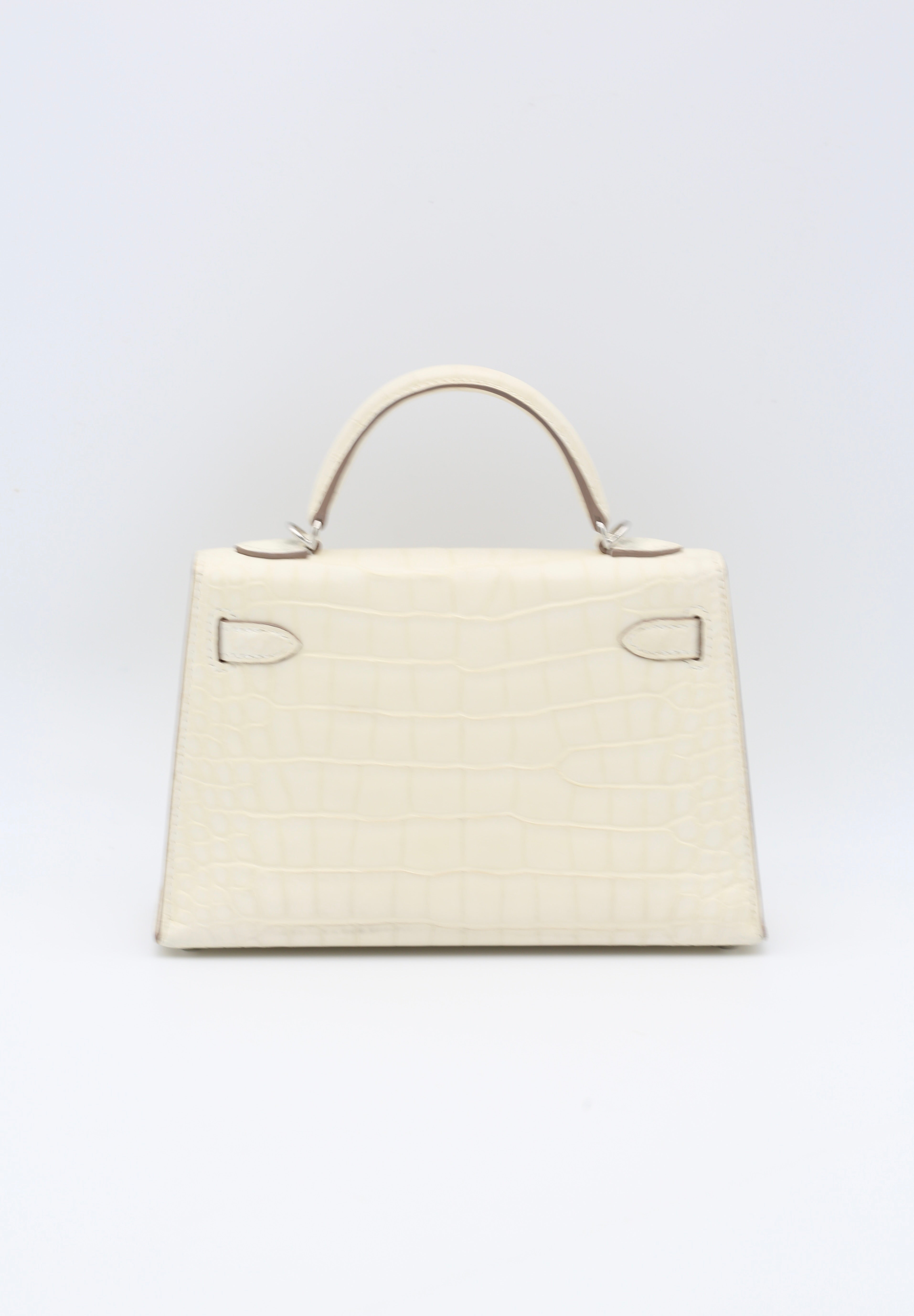 HERMÈS MINI KELLY II NATA ALLIGATOR SILVER HARDWARE B STAMP
