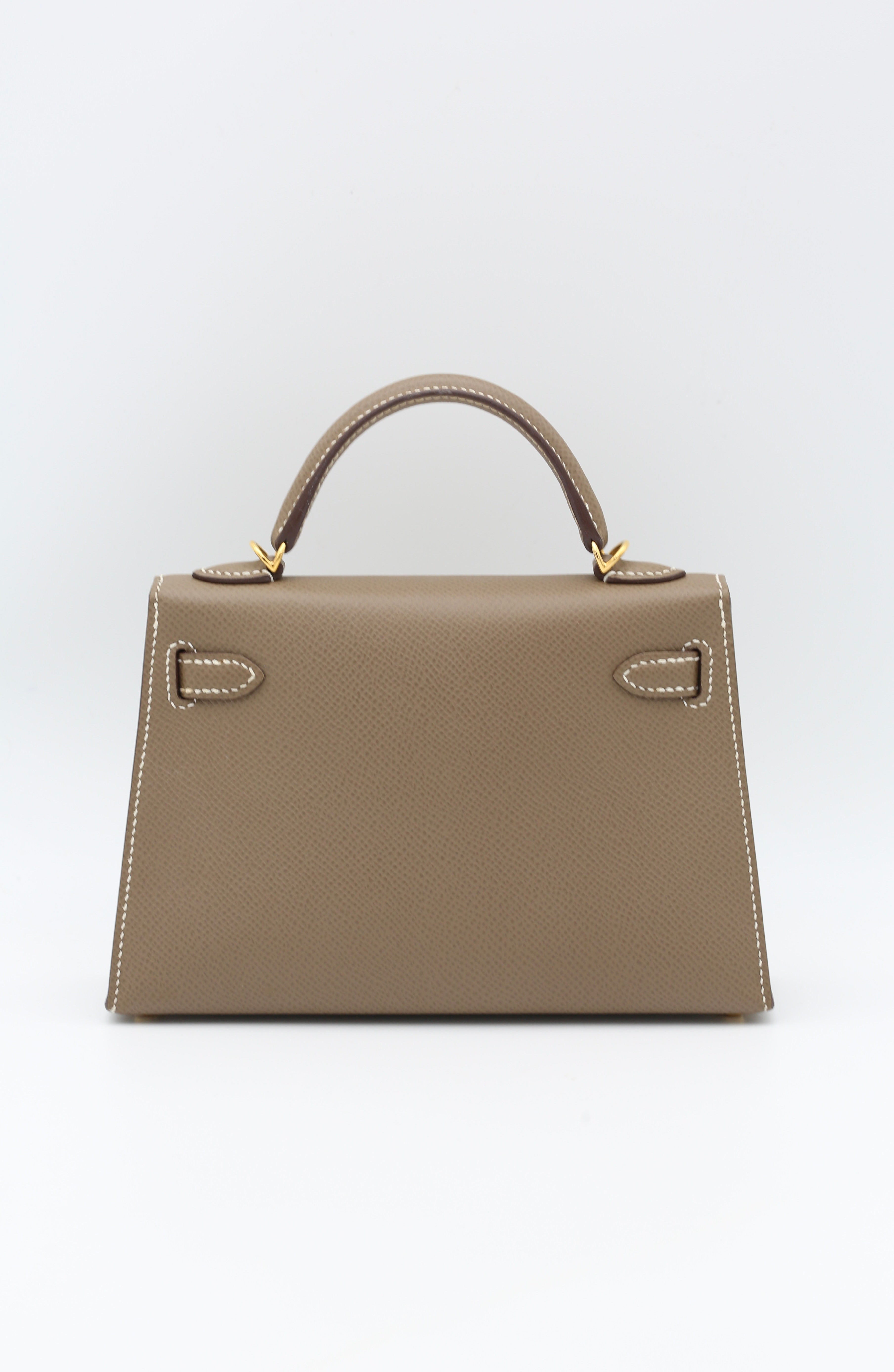 HERMÈS MINI KELLY II ETOUPE EPSOM GOLD HARDWARE Y STAMP