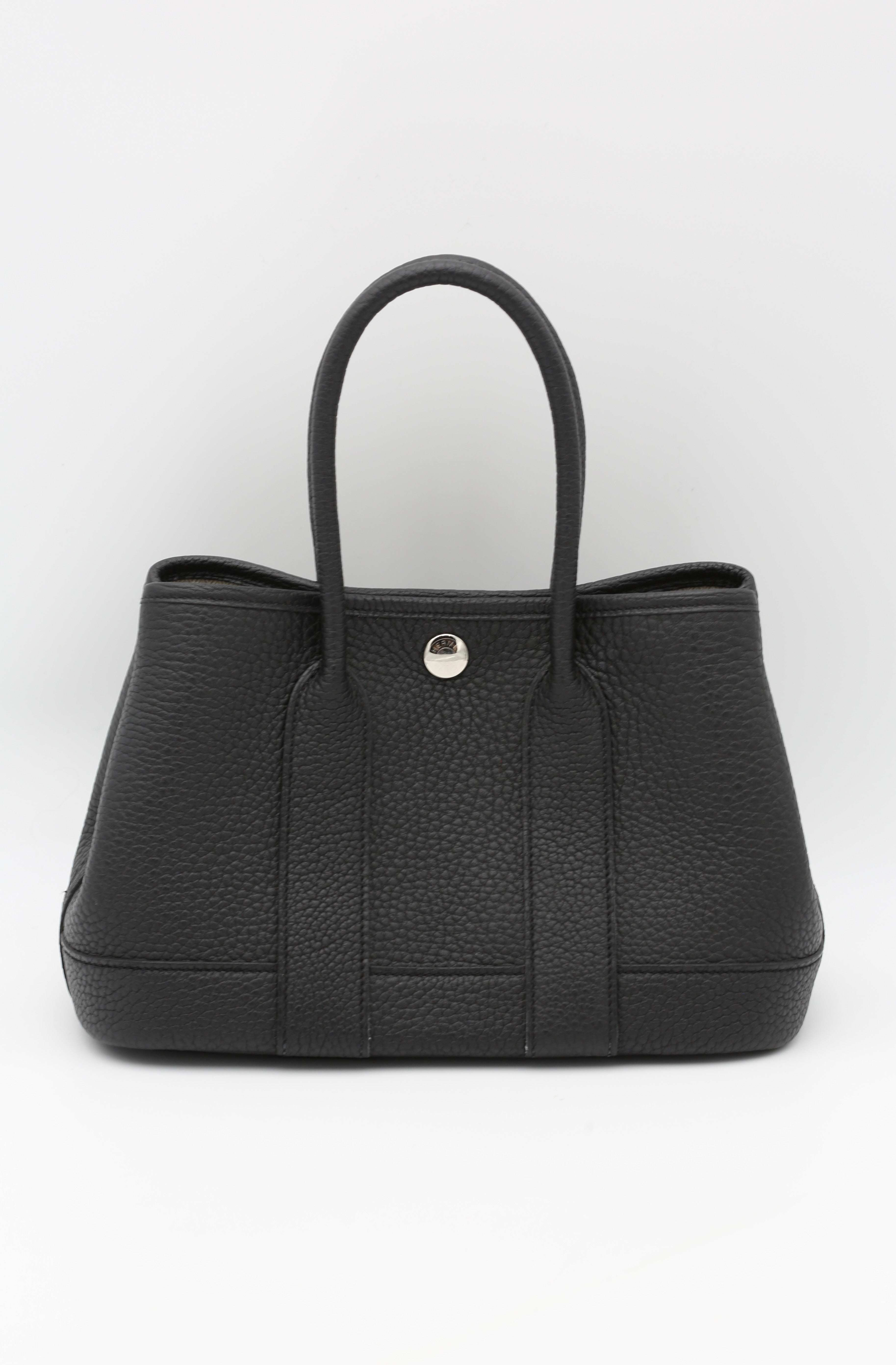 HERMÈS MINI GARDEN PARTY NOIR TAURILLON CLEMENCE SILVER HARDWARE W STAMP