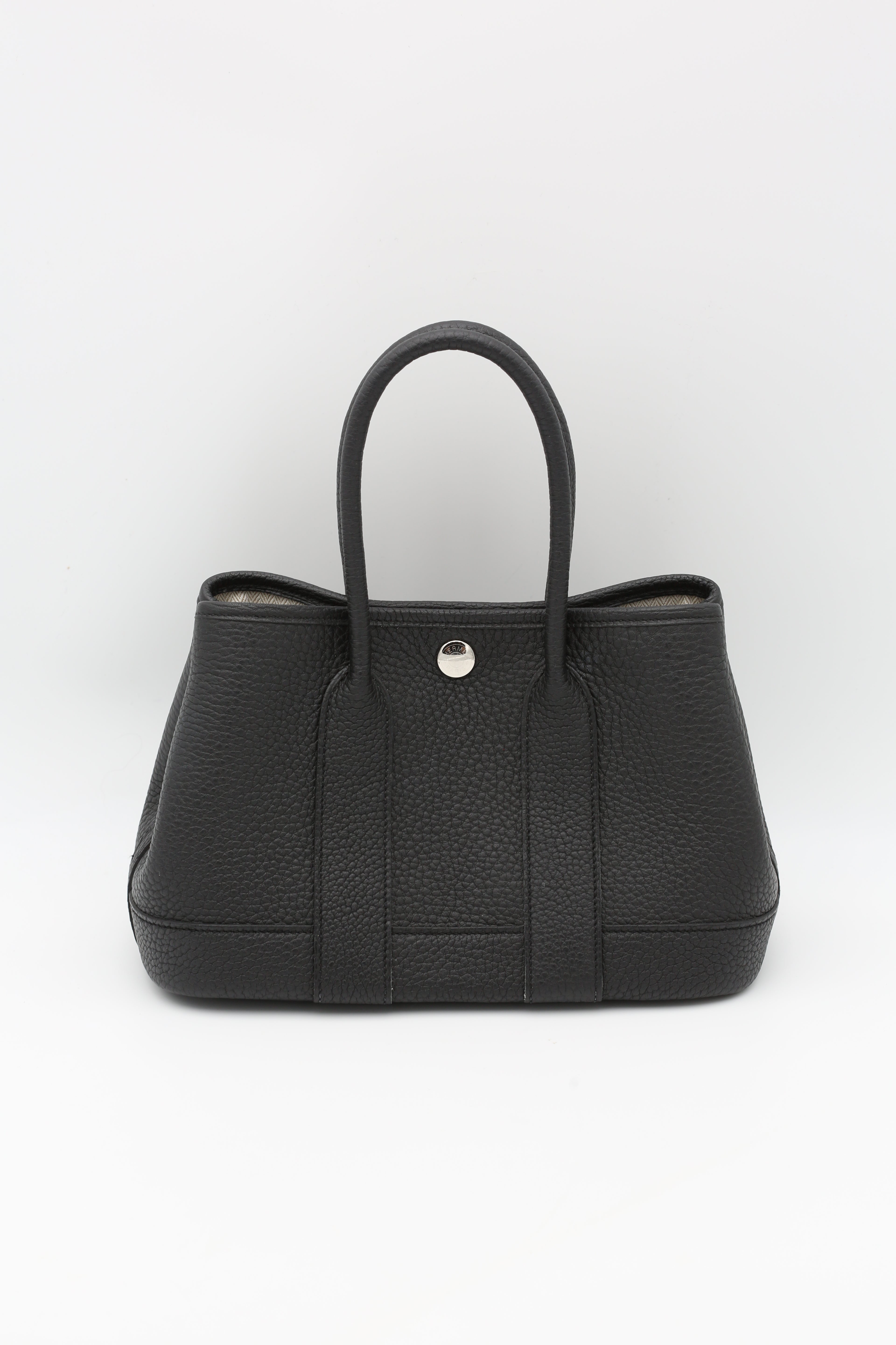 HERMÈS MINI GARDEN PARTY NOIR TAURILLON CLEMENCE SILVER HARDWARE W STAMP