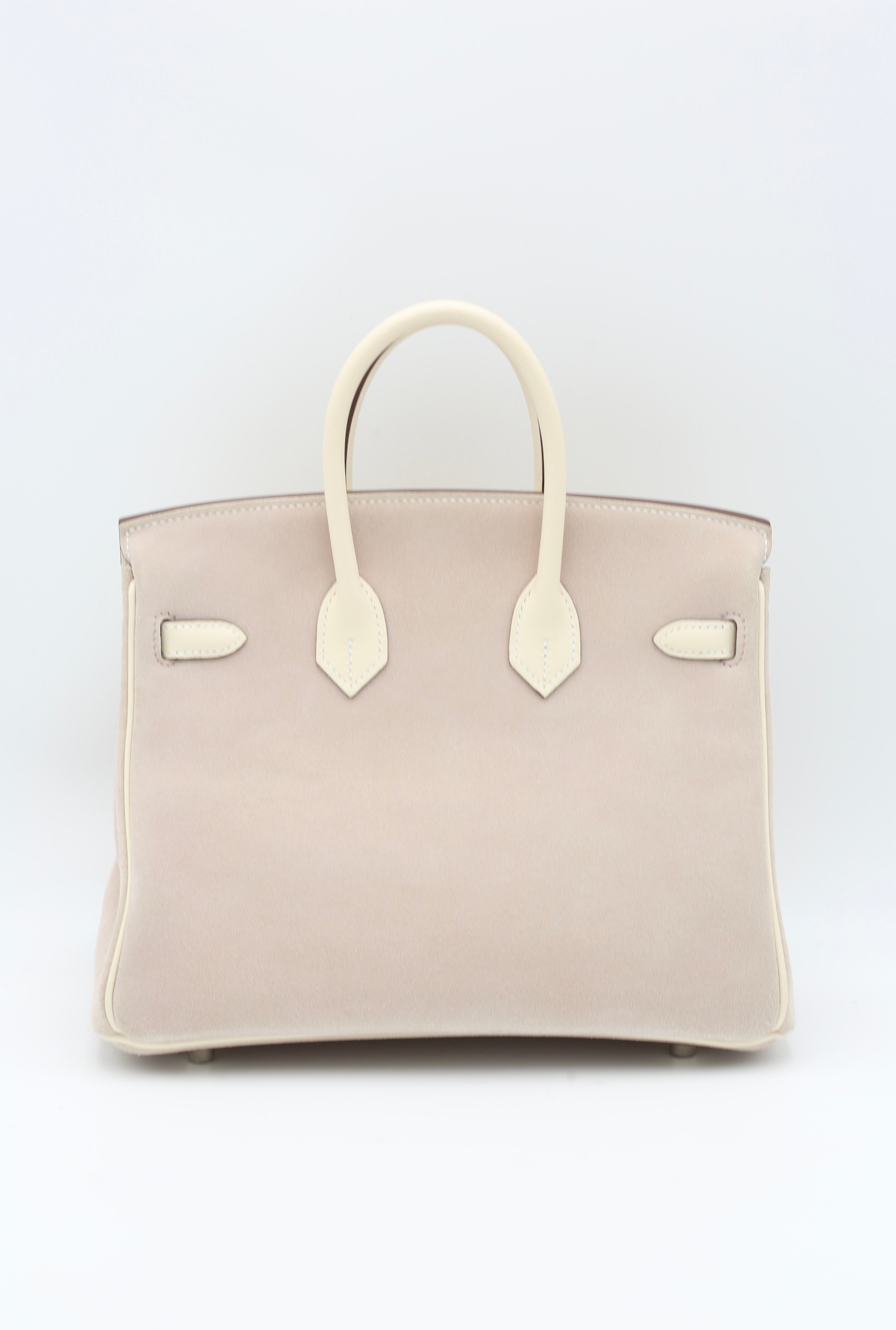 HERMÈS BIRKIN25 NATA SWIFT & MAUVE VELVET SILVER HARDWARE U STAMP
