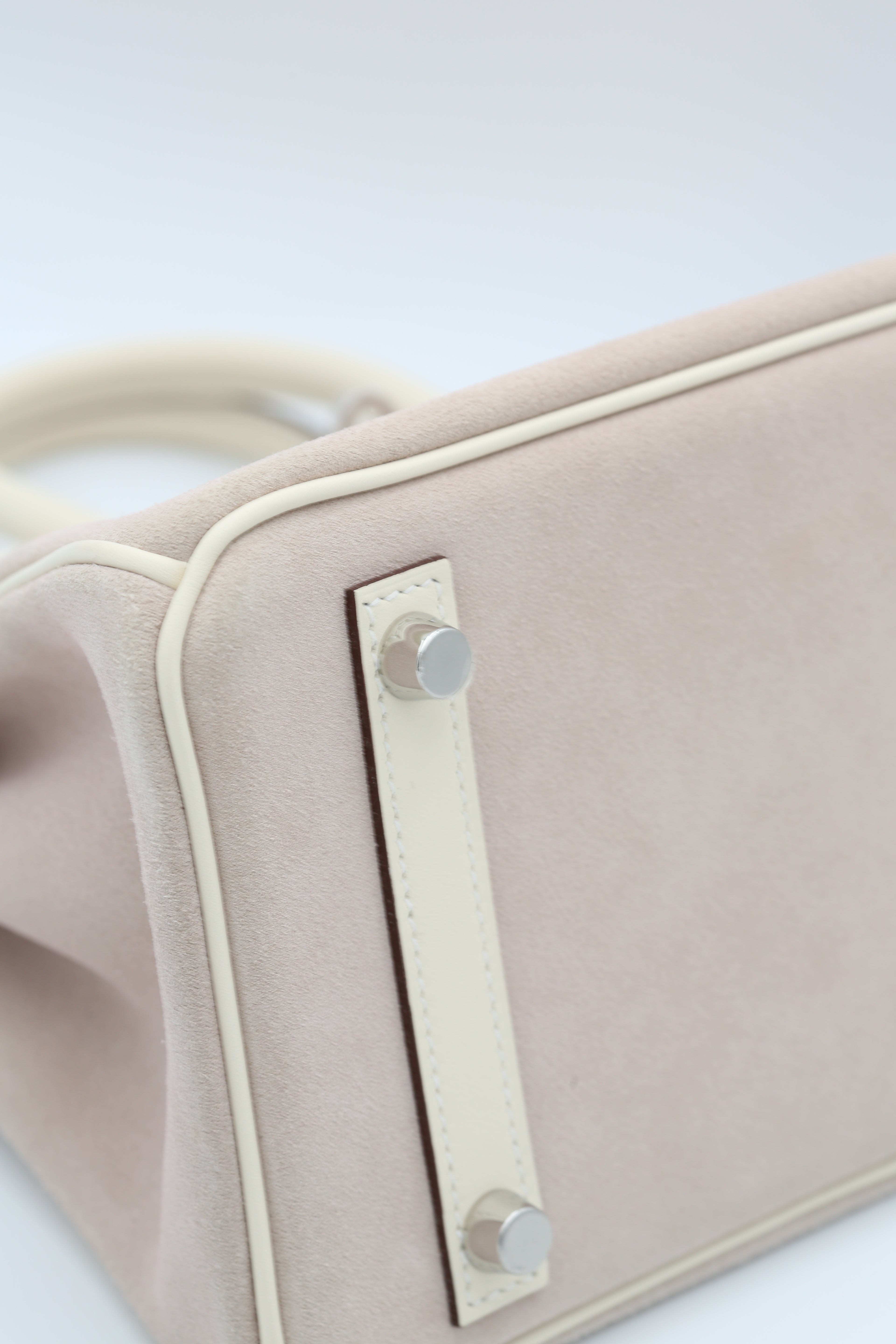 HERMÈS BIRKIN25 NATA SWIFT & MAUVE VELVET SILVER HARDWARE U STAMP