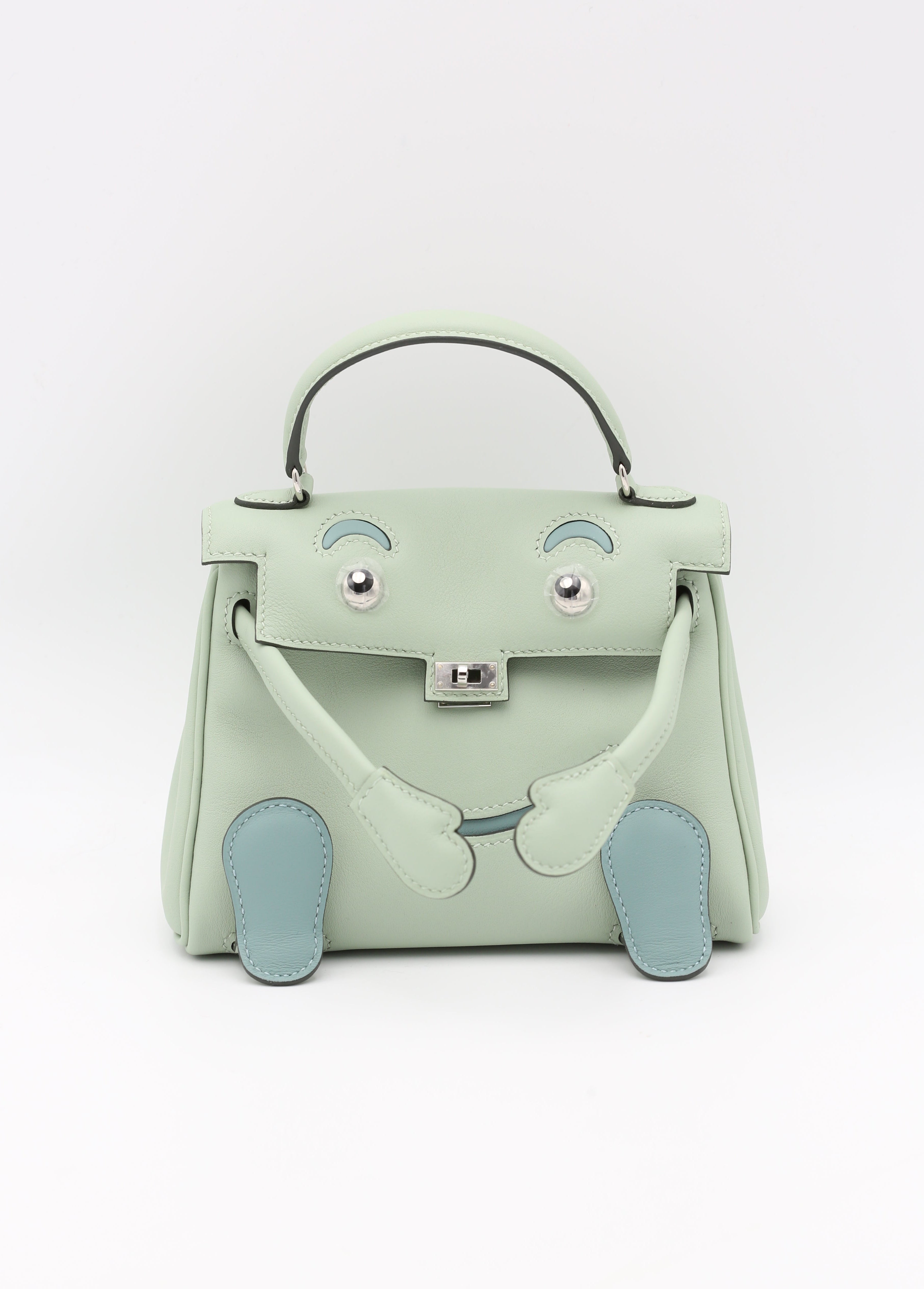 HERMÈS KELLY DOLL 6U VERT D'EAU SWIFT SILVER HARDWARE G STAMP