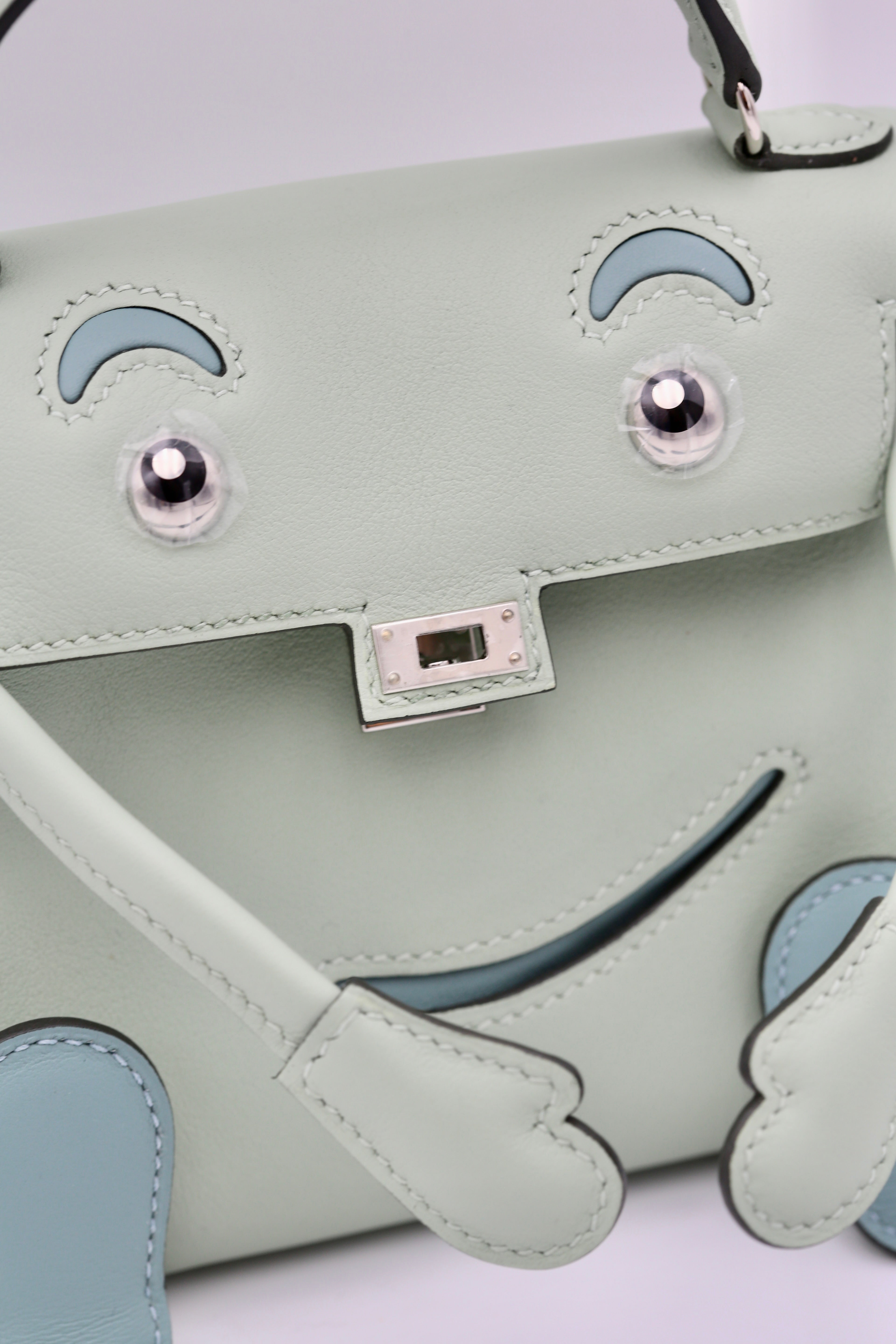 HERMÈS KELLY DOLL 6U VERT D'EAU SWIFT SILVER HARDWARE G STAMP