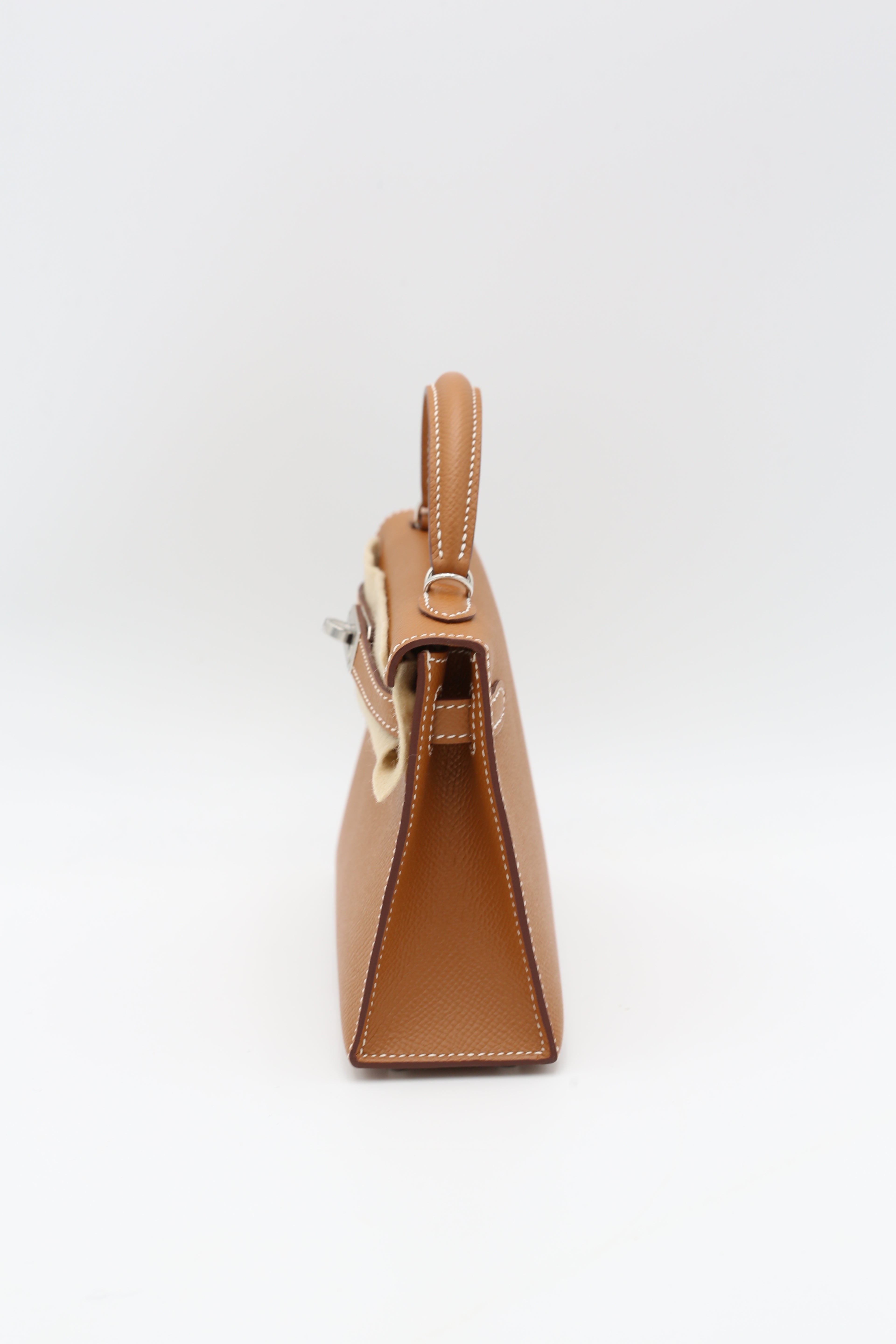 HERMÈS MINI KELLY II GOLD EPSOM SILVER HARDWARE Y STAMP