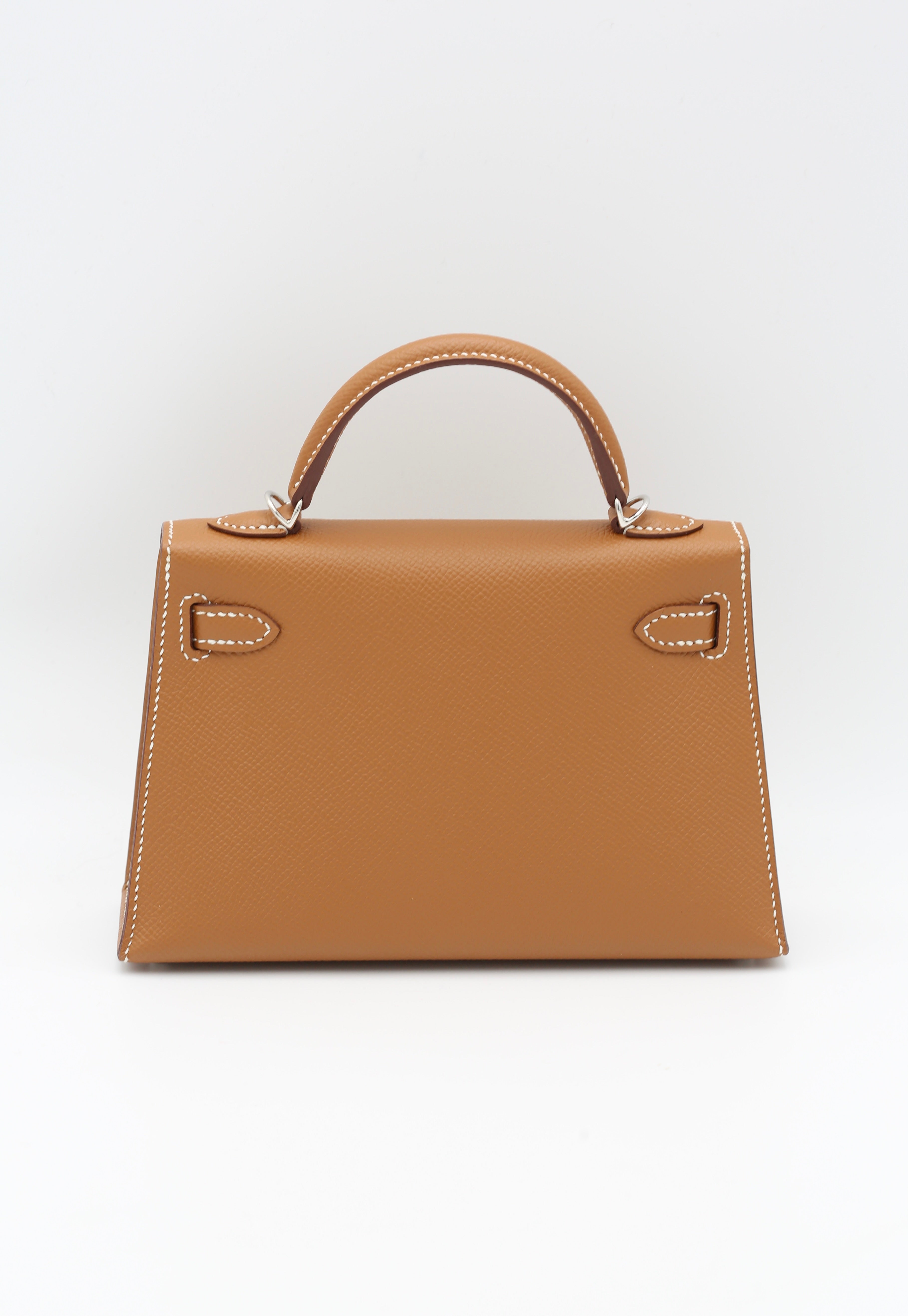 HERMÈS MINI KELLY II GOLD EPSOM SILVER HARDWARE Y STAMP