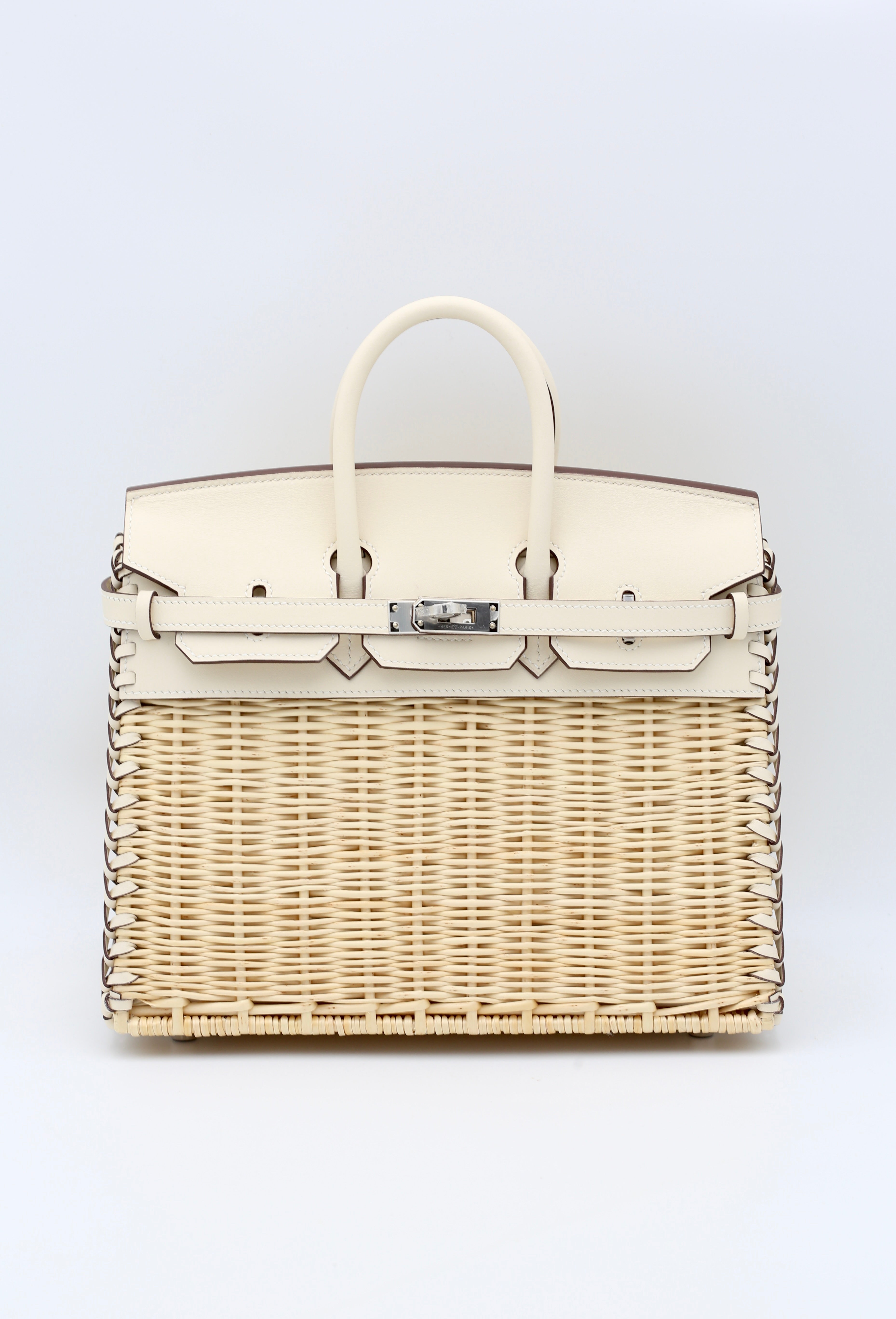 HERMÈS BIRKIN25 NATA SWIFT PICNIC SILVER HARDWARE B STAMP