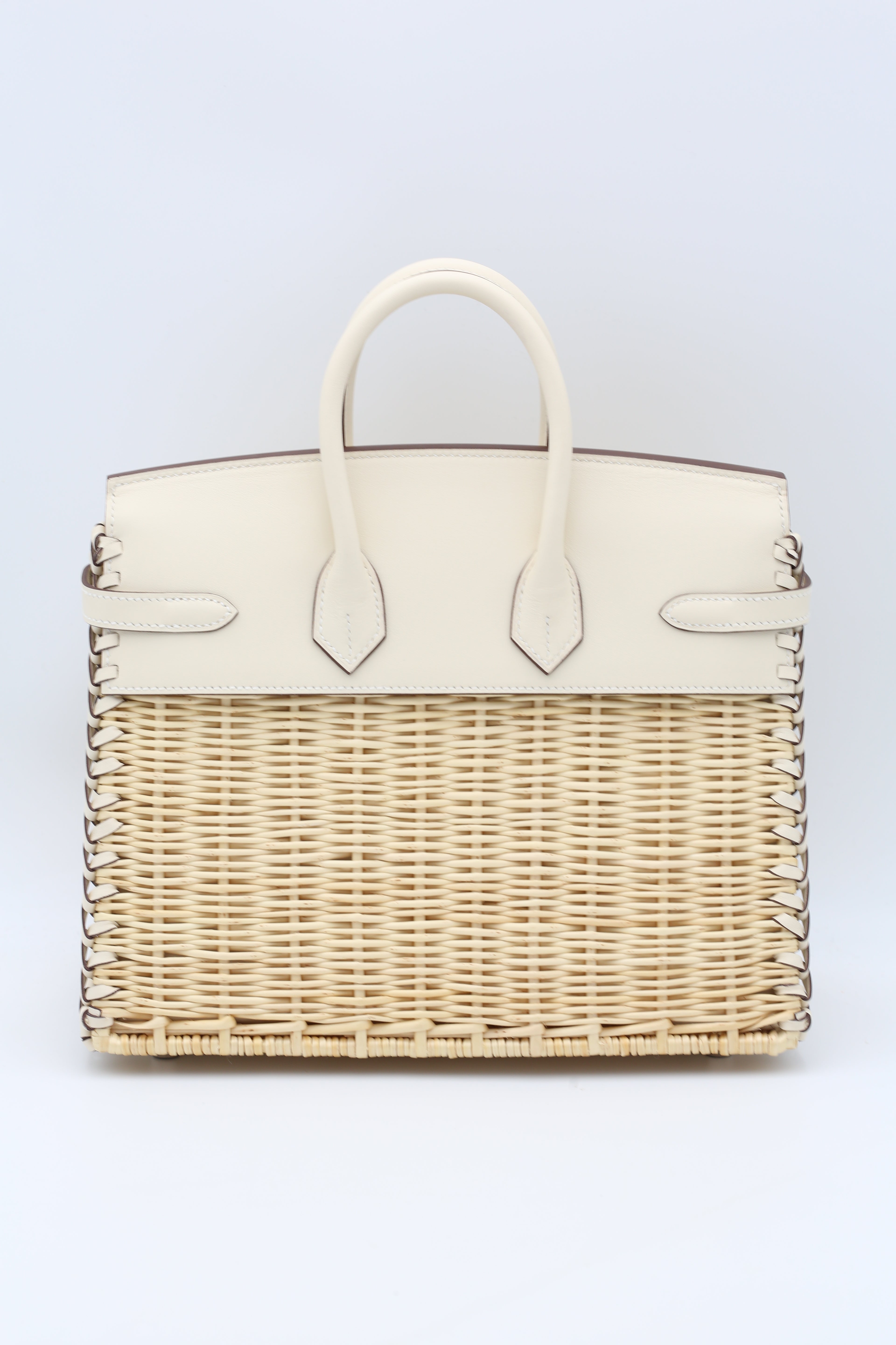 HERMÈS BIRKIN25 NATA SWIFT PICNIC SILVER HARDWARE B STAMP