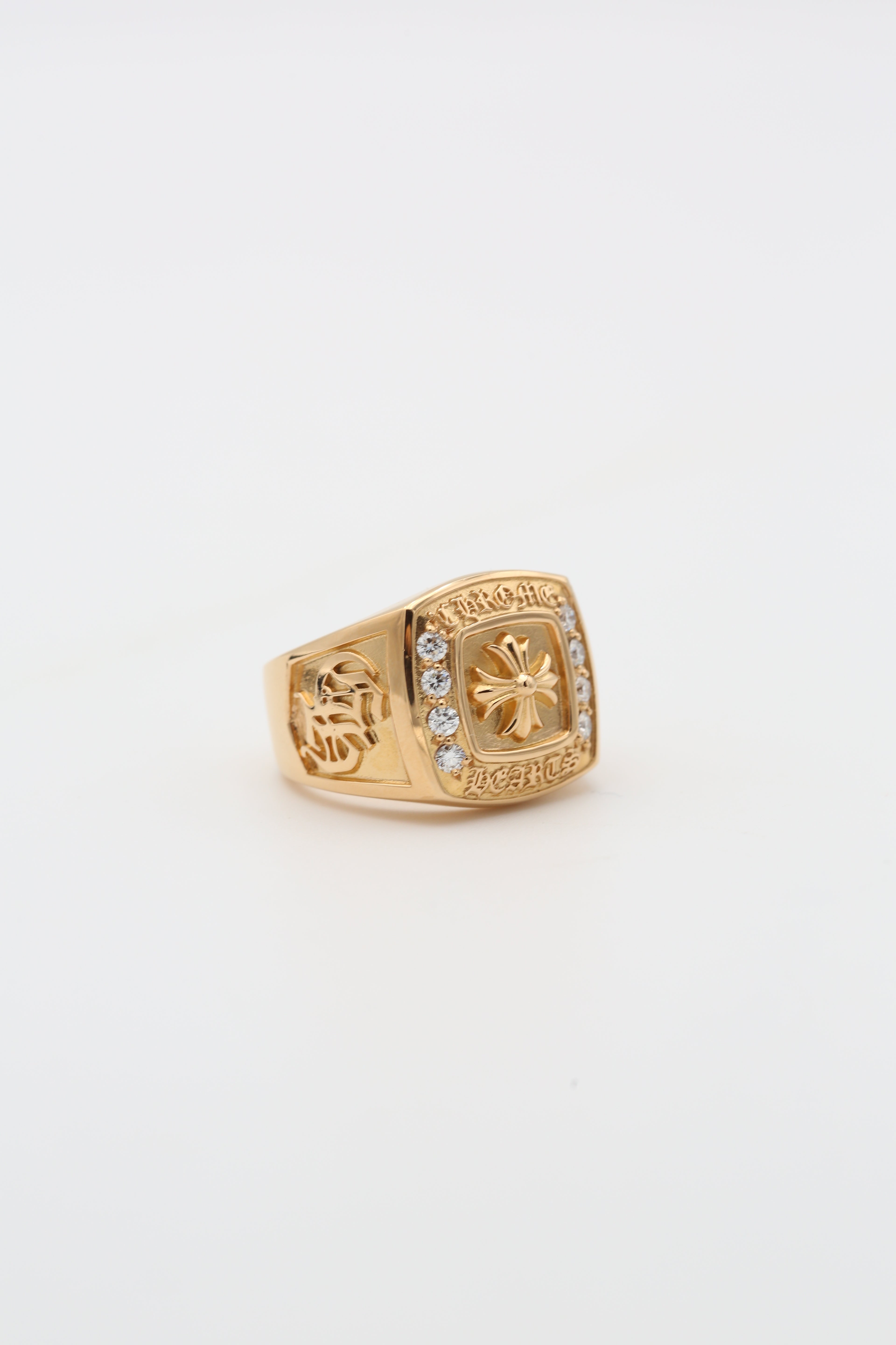 CHROME HEARTS GOLD RING WITH DIAMONDS SIZE 10