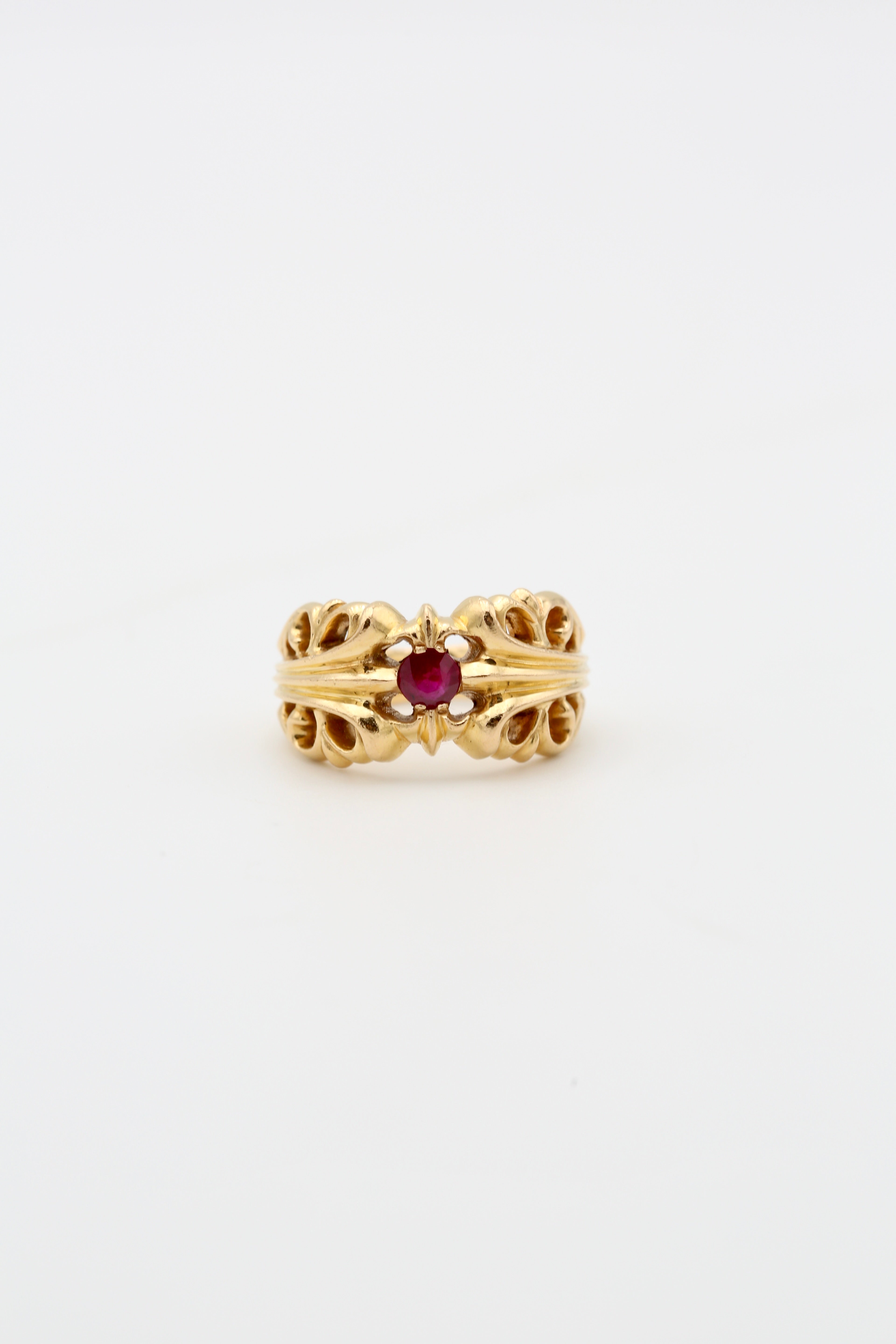 CHROME HEARTS GOLD RING RUBY SIZE 10