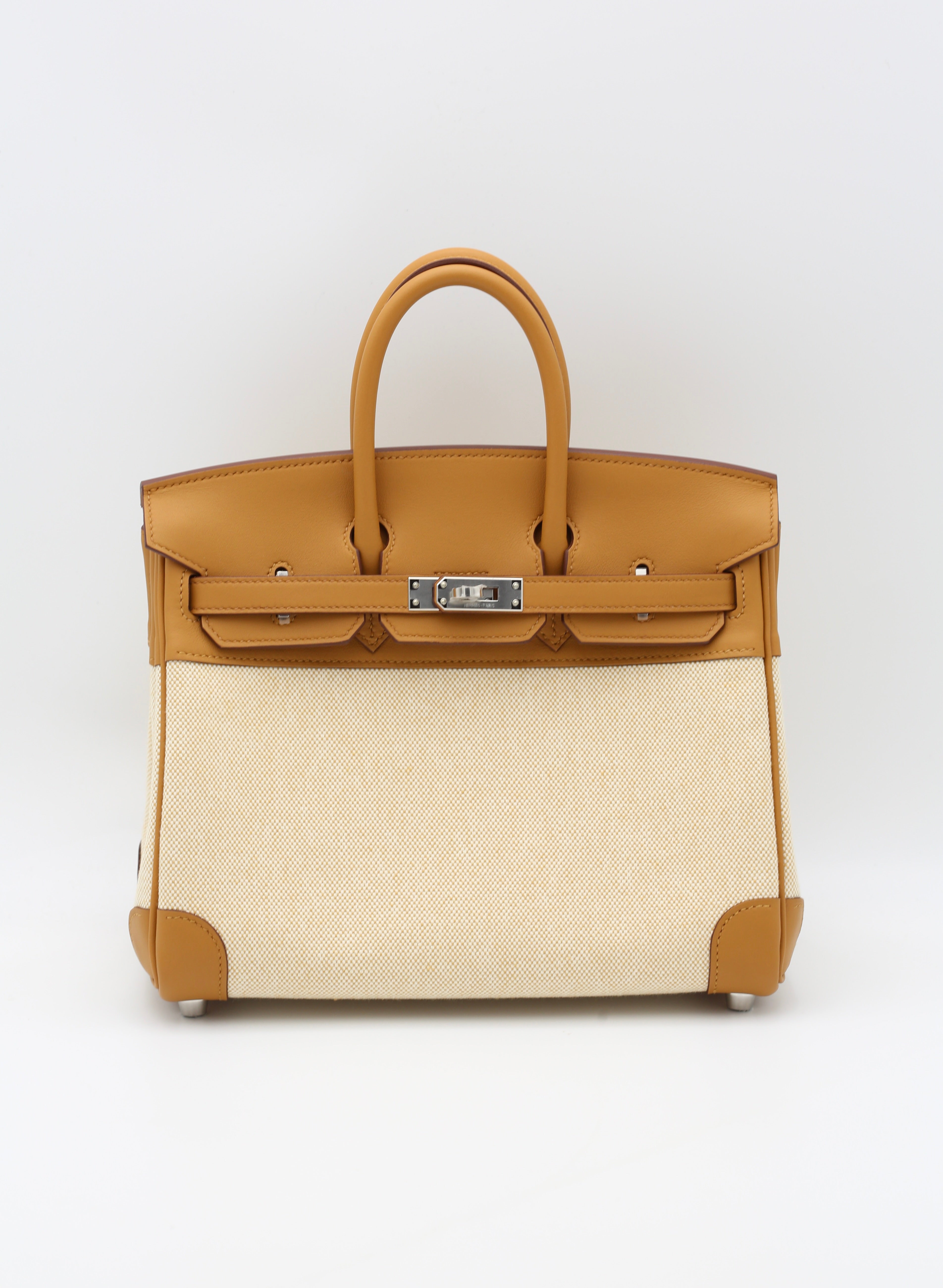 HERMÈS BIRKIN25 SESAME CANVAS SILVER HARDWARE G STAMP