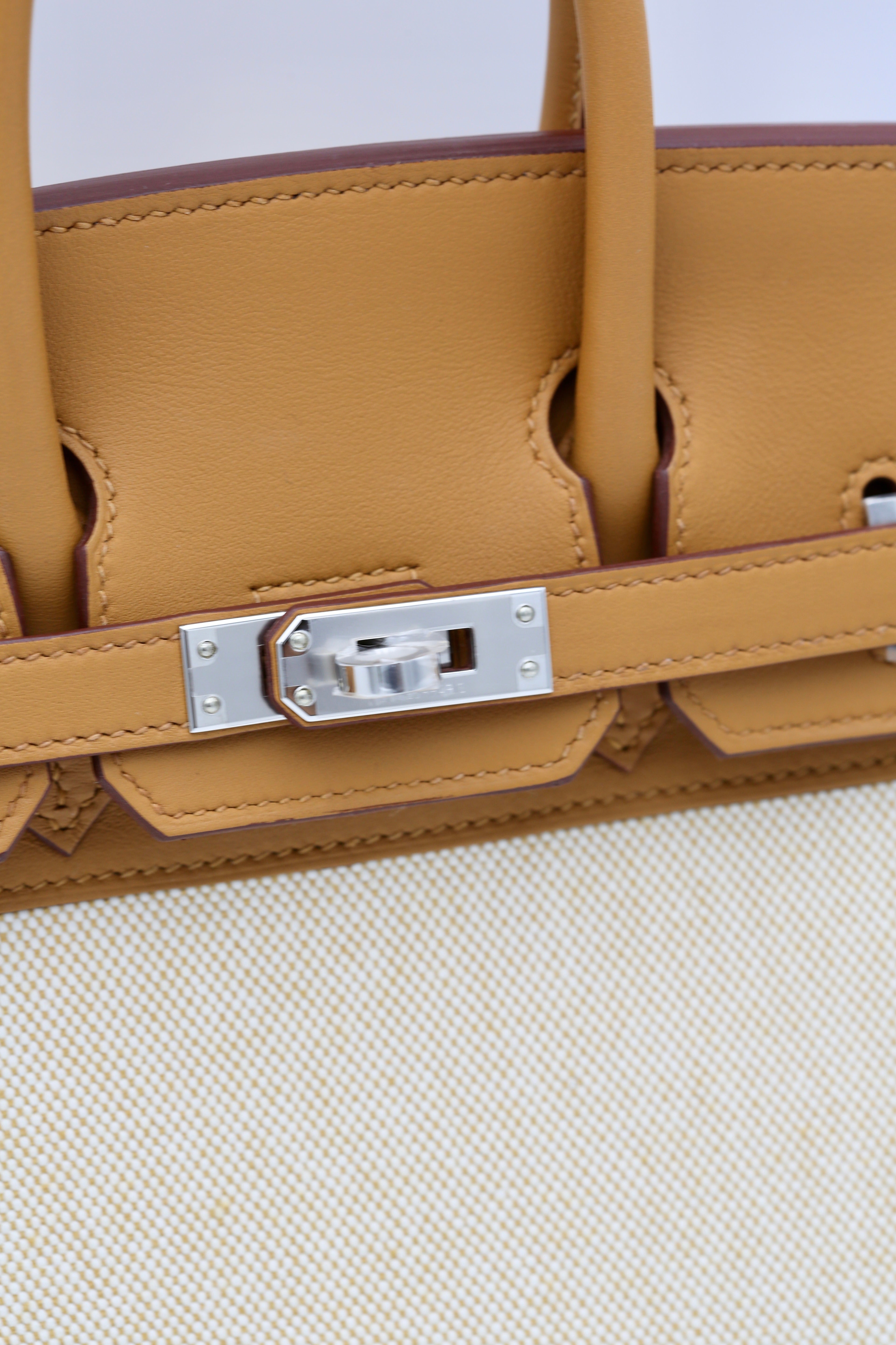 HERMÈS BIRKIN25 SESAME CANVAS SILVER HARDWARE G STAMP