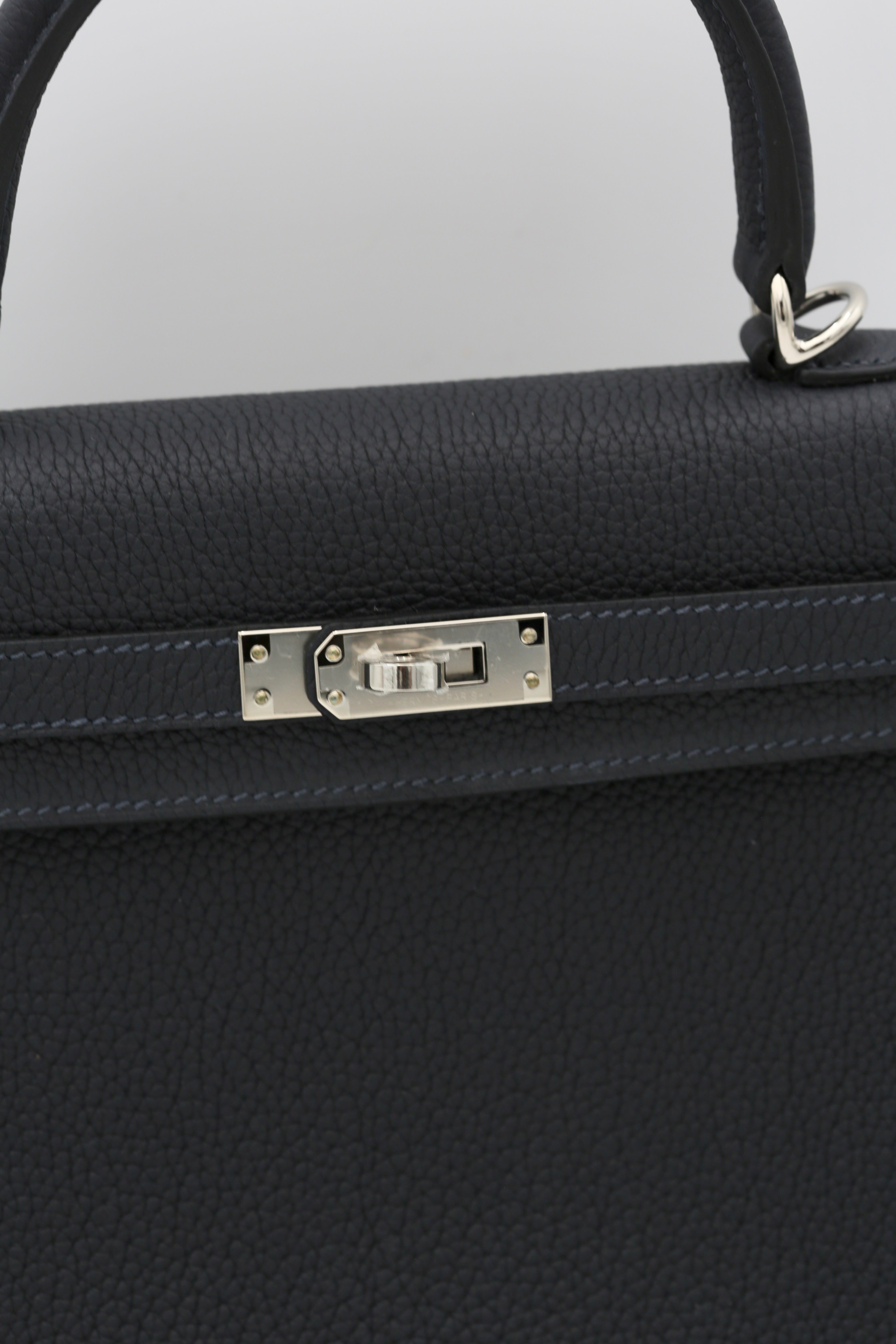 HERMÈS KELLY25 CABAN/BLEU TOGO SILVER HARDWARE W STAMP