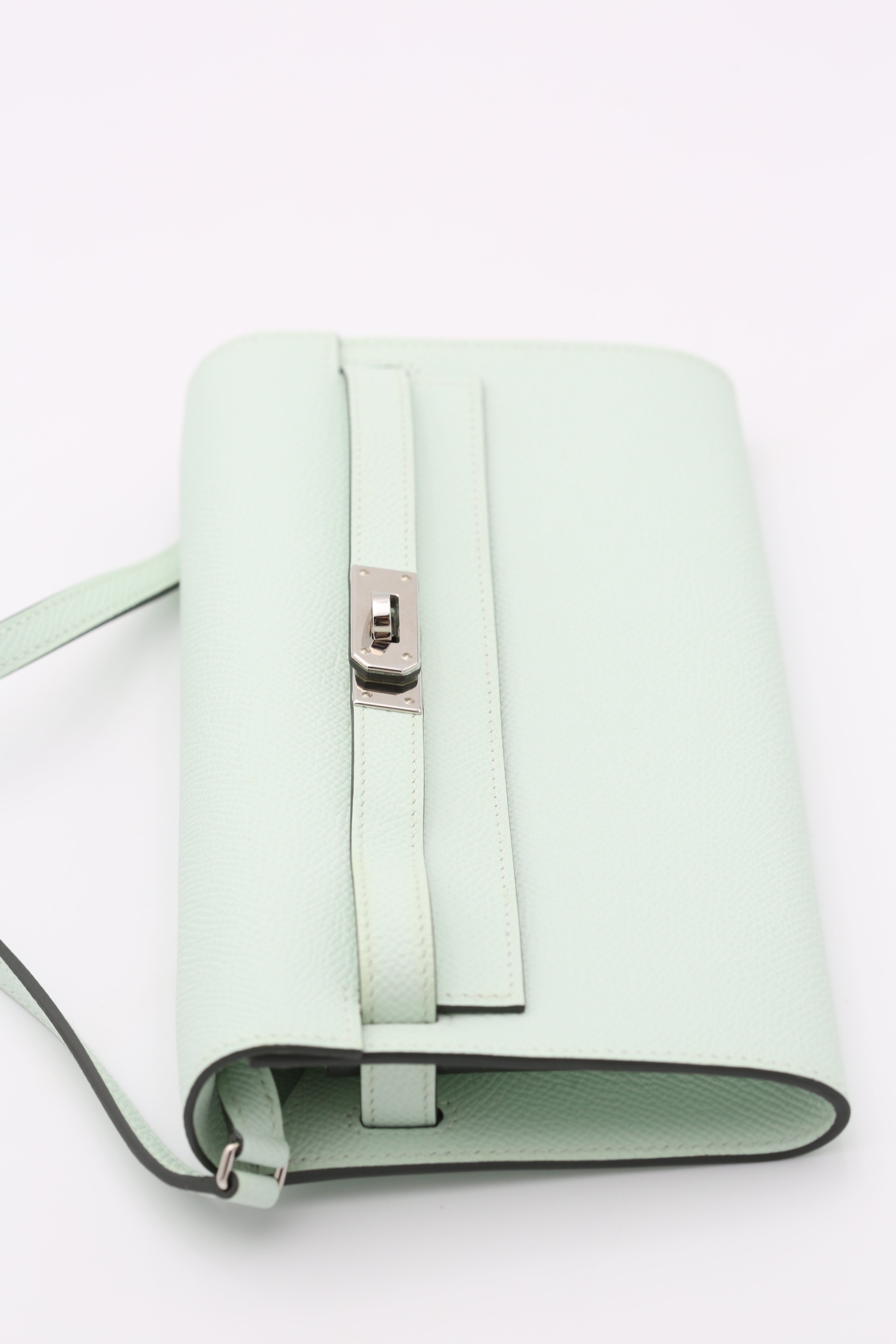 HERMÈS KELLY TO GO VERT PEPPERMINT EPSOM SILVER HARDWARE K STAMP
