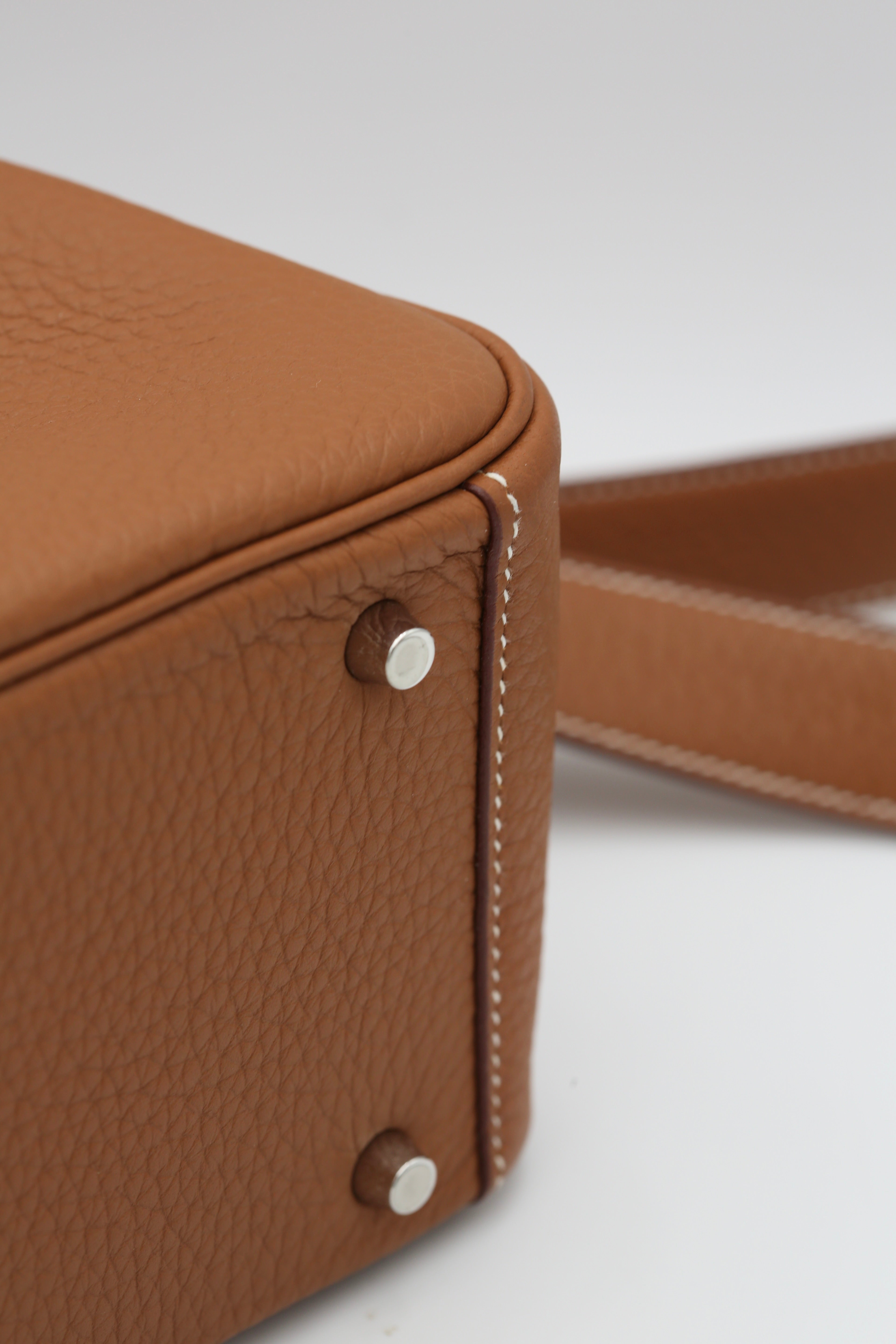 HERMÈS MINI LINDY GOLD TAURILLON CLEMENCE SILVER HARDWARE W STAMP