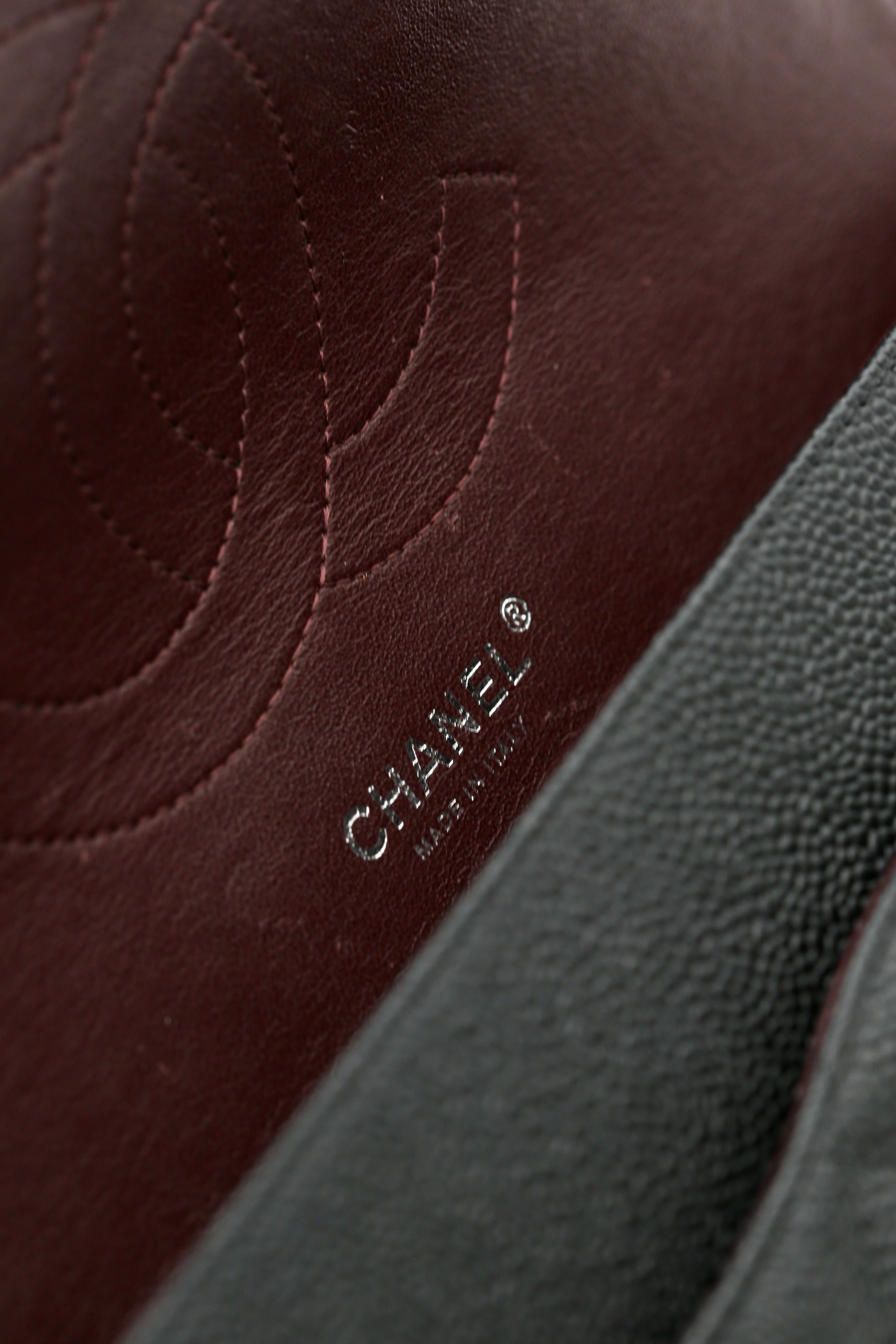 CHANEL CLASSIC DOUBLE FLAP BAG JUMBO BLACK SILVER