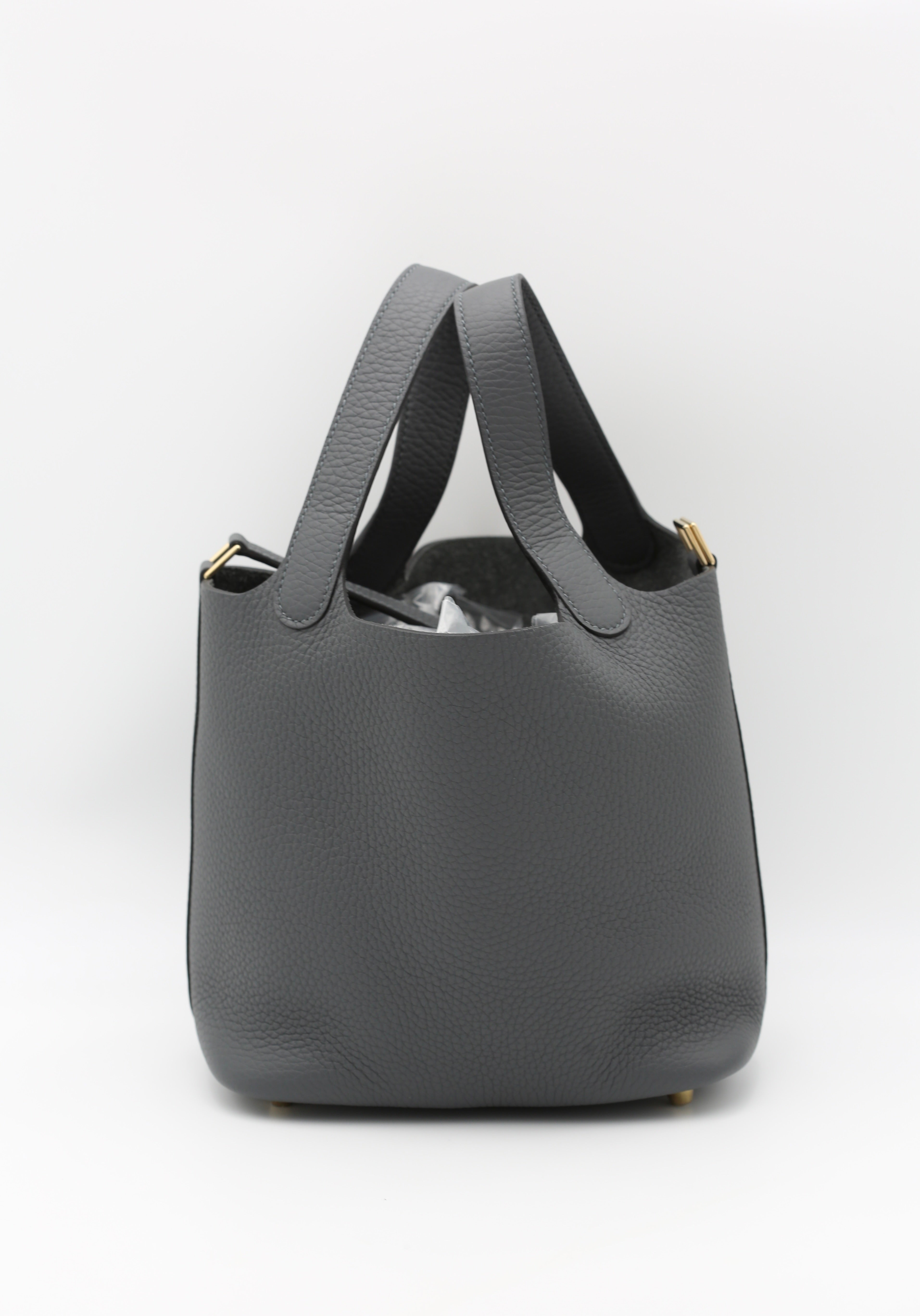 HERMÈS PICOTIN18 GRIS MISTY CLEMENCE GOLD HARDWARE G STAMP