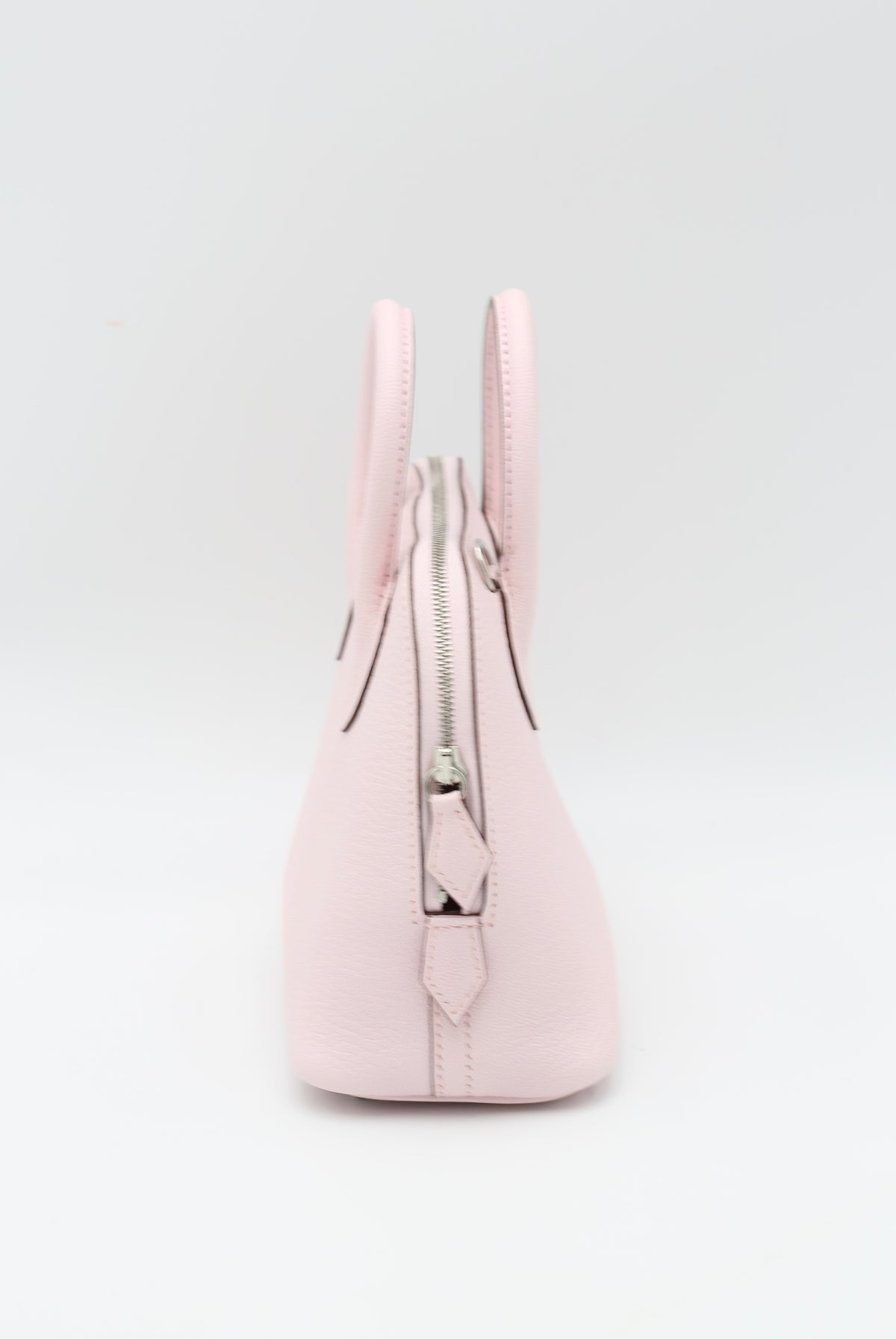 HERMÈS MINI BOLIDE ROSE DARLING CHEVRE SILVER HARDWARE K STAMP