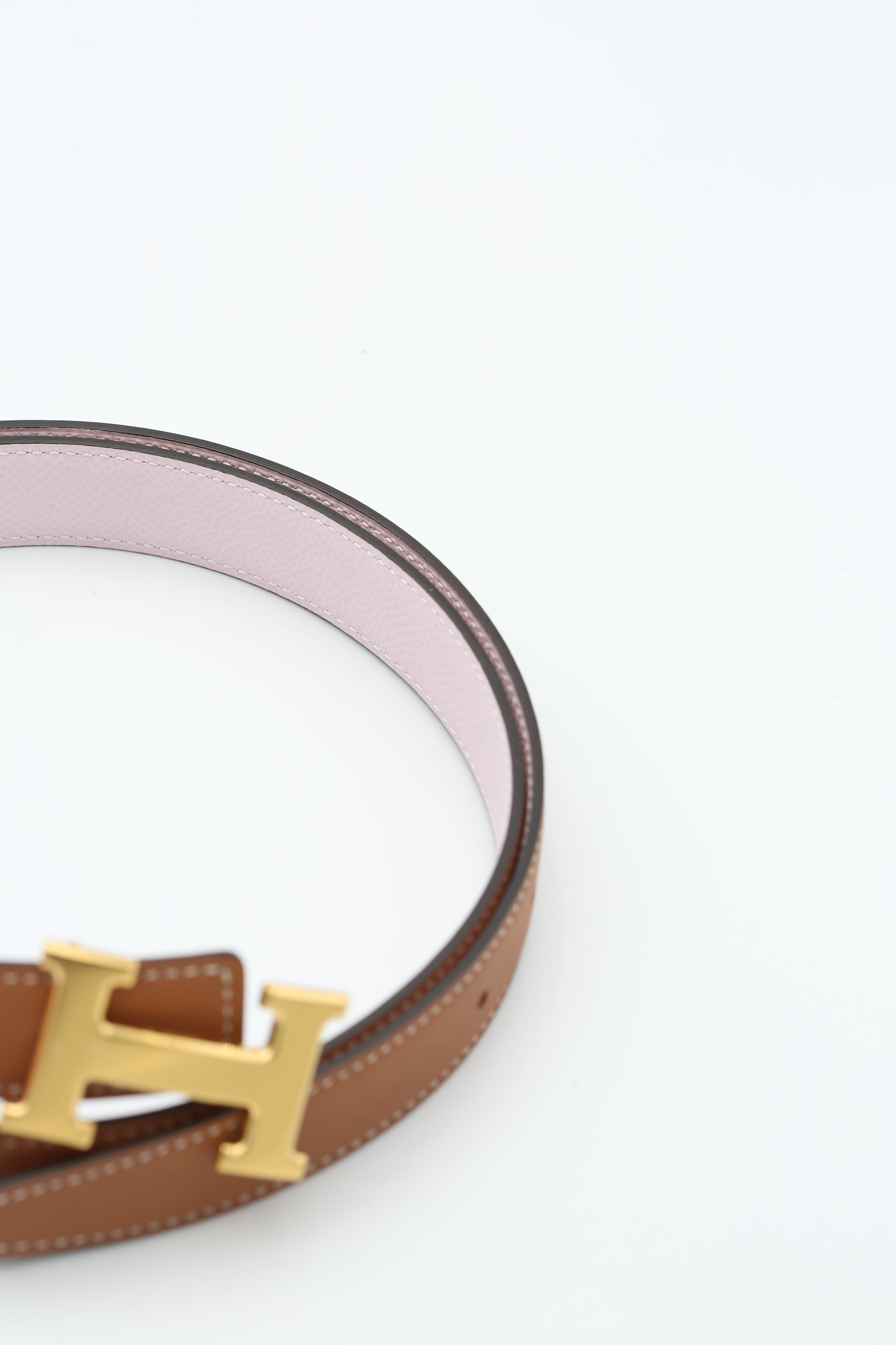 HERMÈS H BELT MAUVE PALE/GOLD