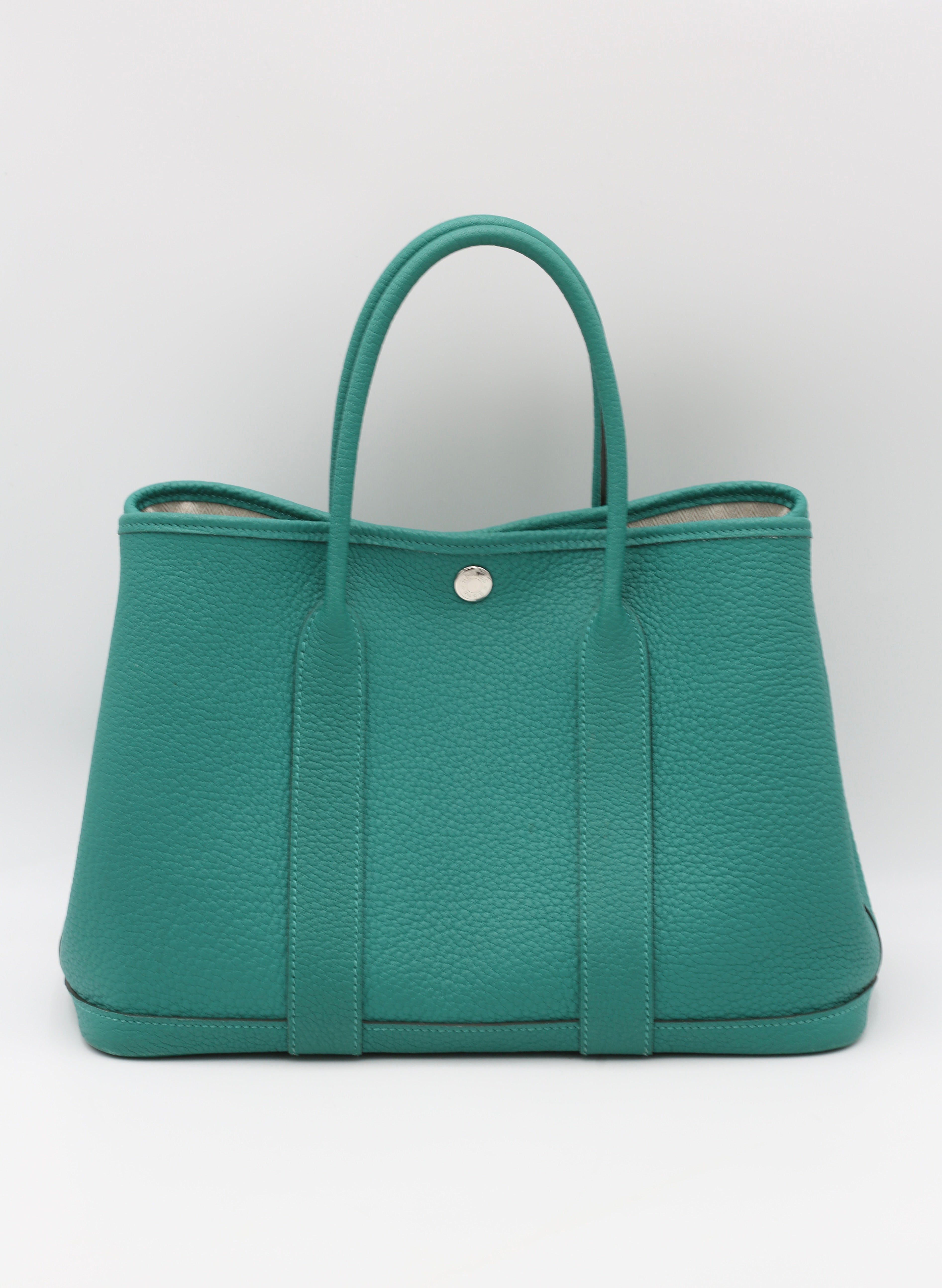 HERMÈS GARDEN PARTY 30 VERT VERTIGO SILVER HARDWARE Z STAMP