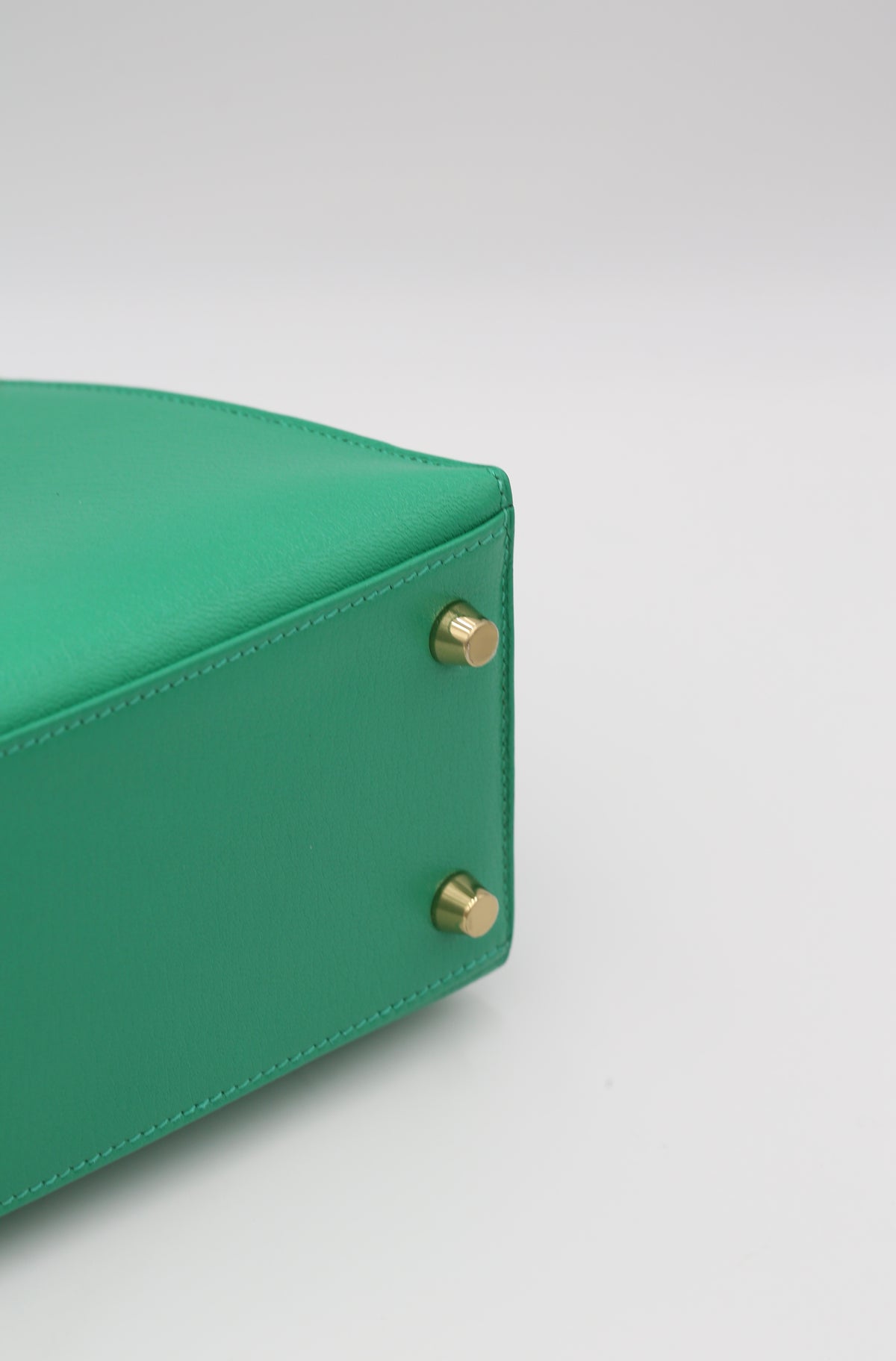 HERMÈS KELLY25 MENTHE SELLIER CHEVRE GOLD HARDWARE U STAMP