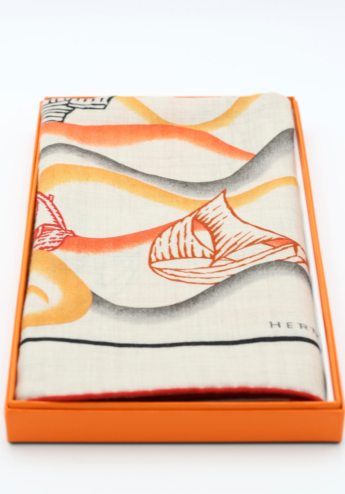 HERMÈS SCARF140X140 BEIGE/ORANGE