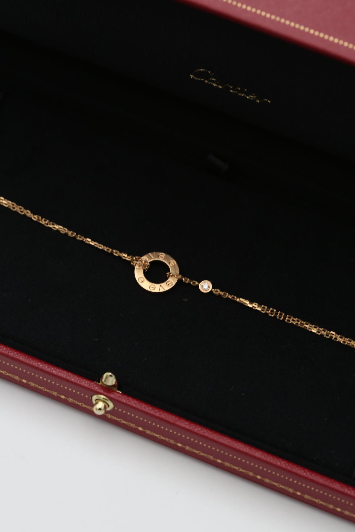 CARTIER LOVE BRACELET ON CHAIN 2 DIAMONDS ROSE GOLD