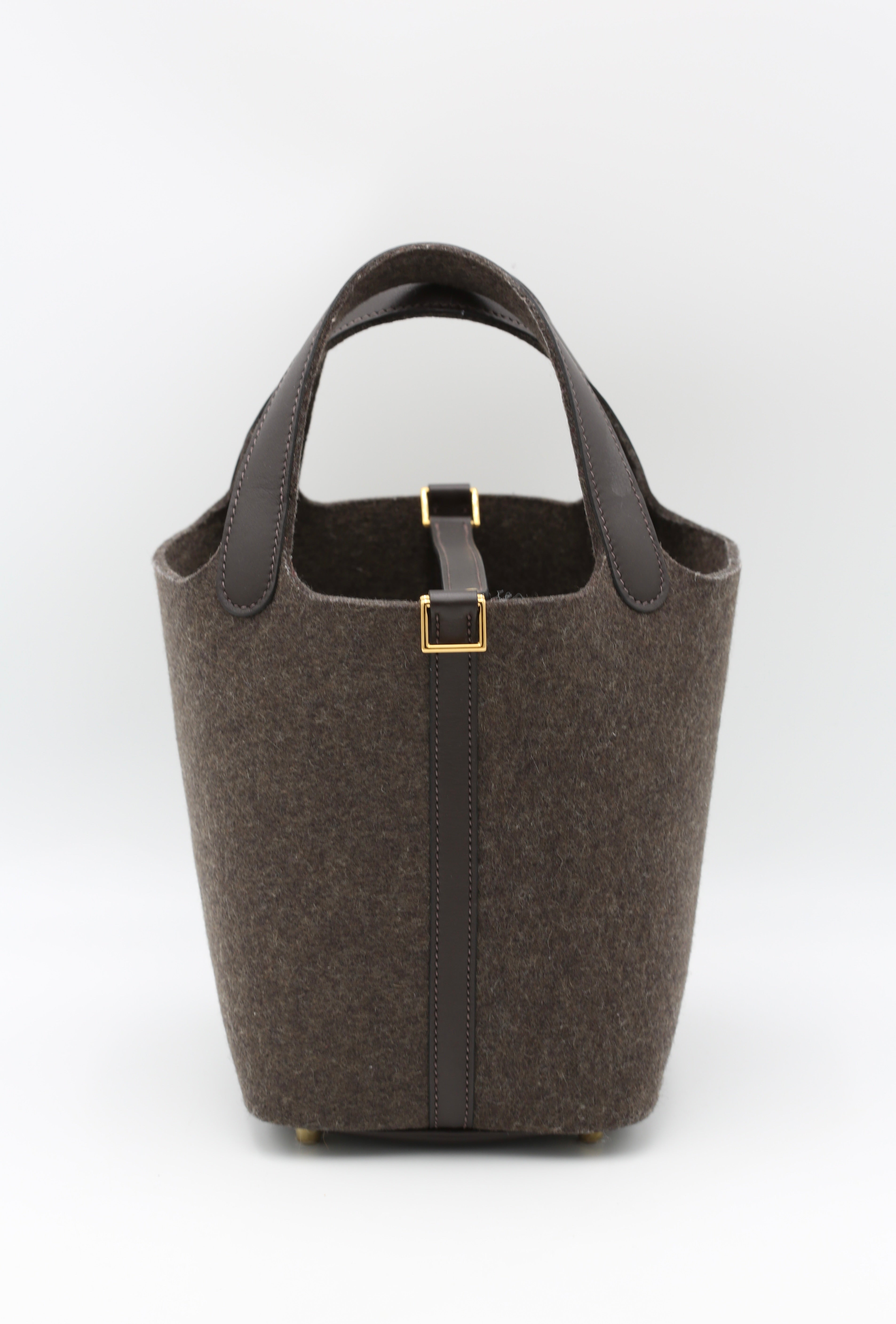 HERMÈS PICOTIN18 FELT WITH LEATHER GOLD HARDWARE Y STAMP