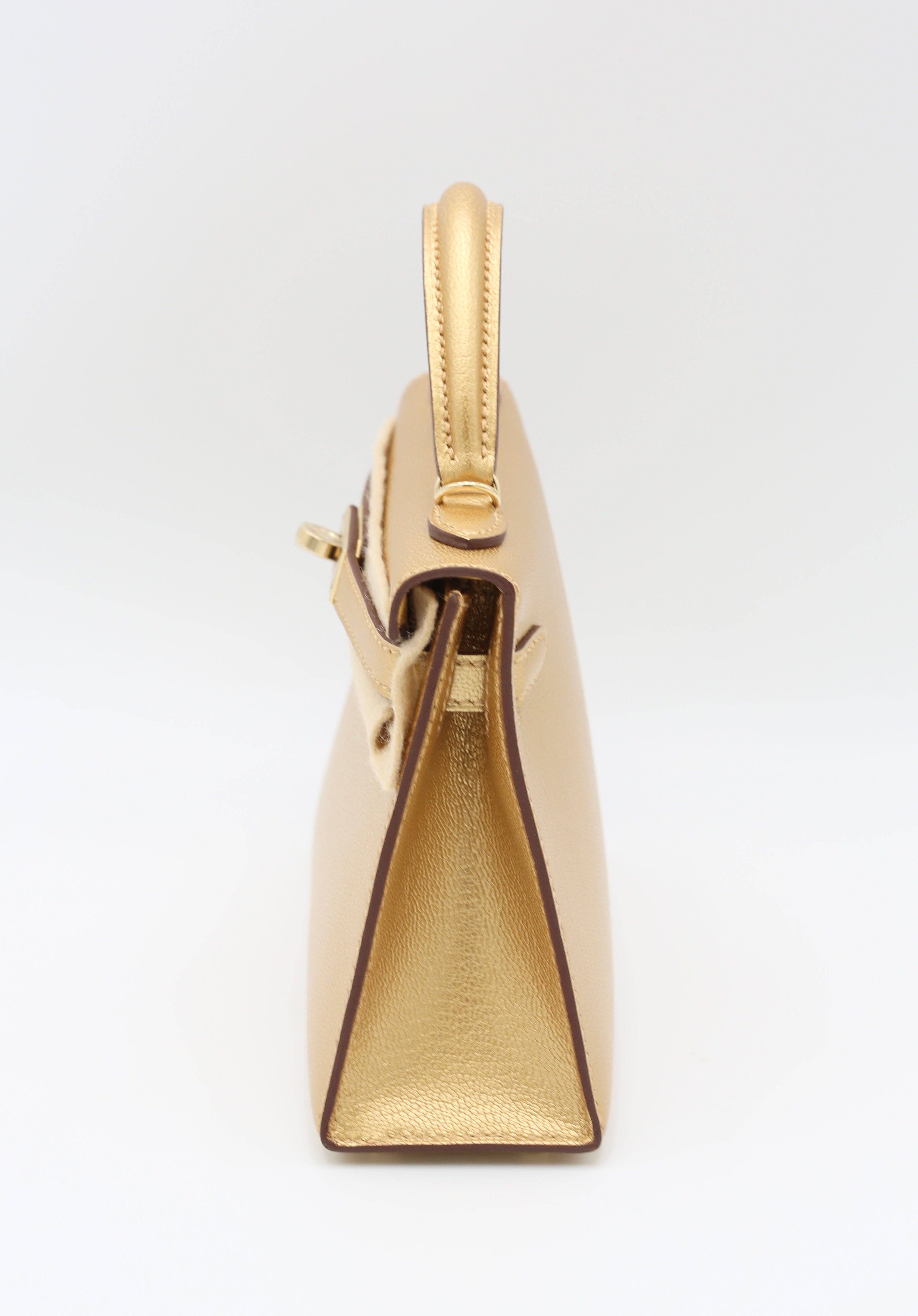 HERMÈS MINI KELLY II SELLIER DORE CHAMKILIGHT GOATSKIN GOLD HARDWARE G STAMP