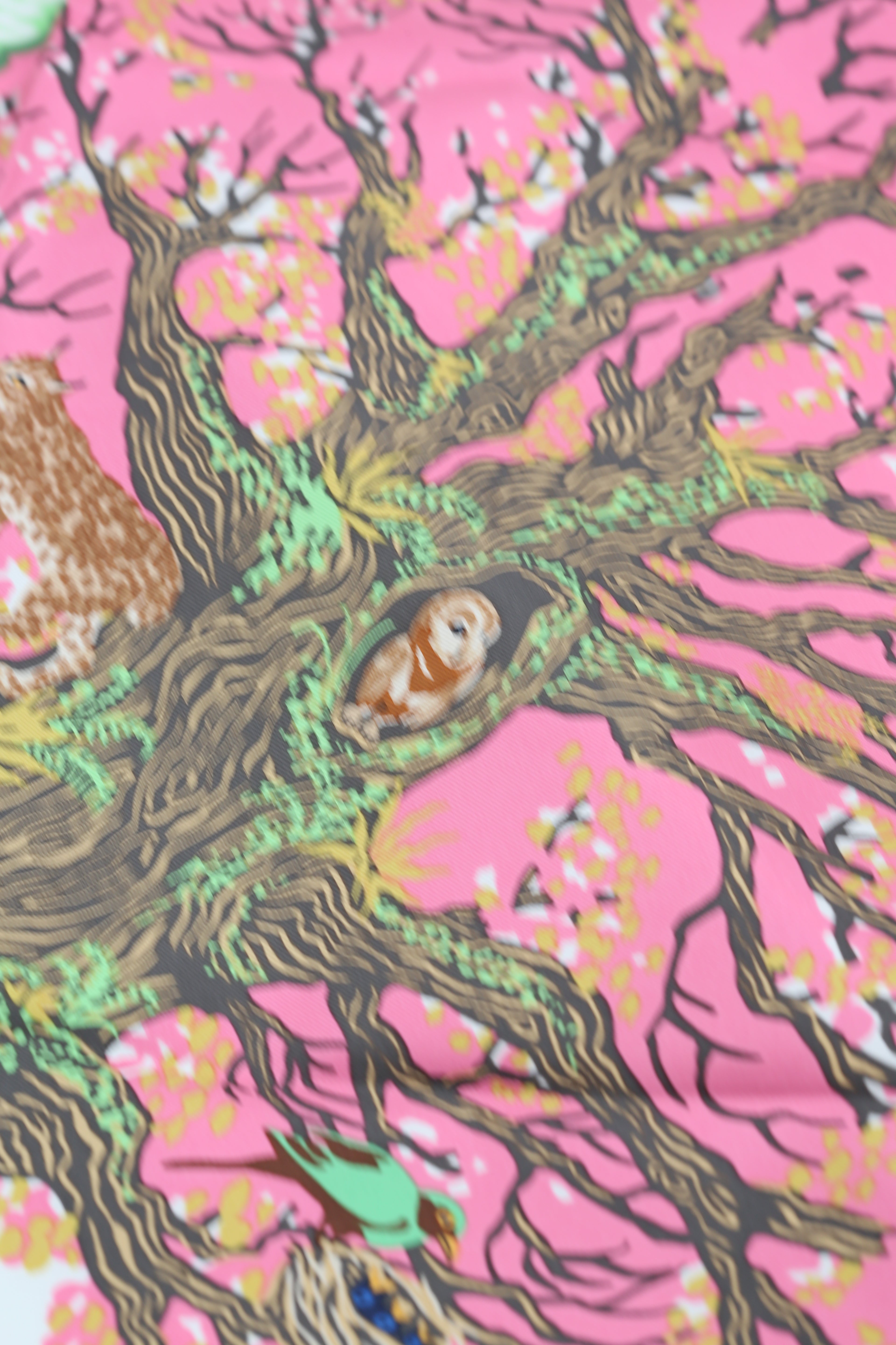 HERMÈS SCARF90X90 CARRE TWILL REWILDING NATURE EX/ROSE/VERT/BLEU