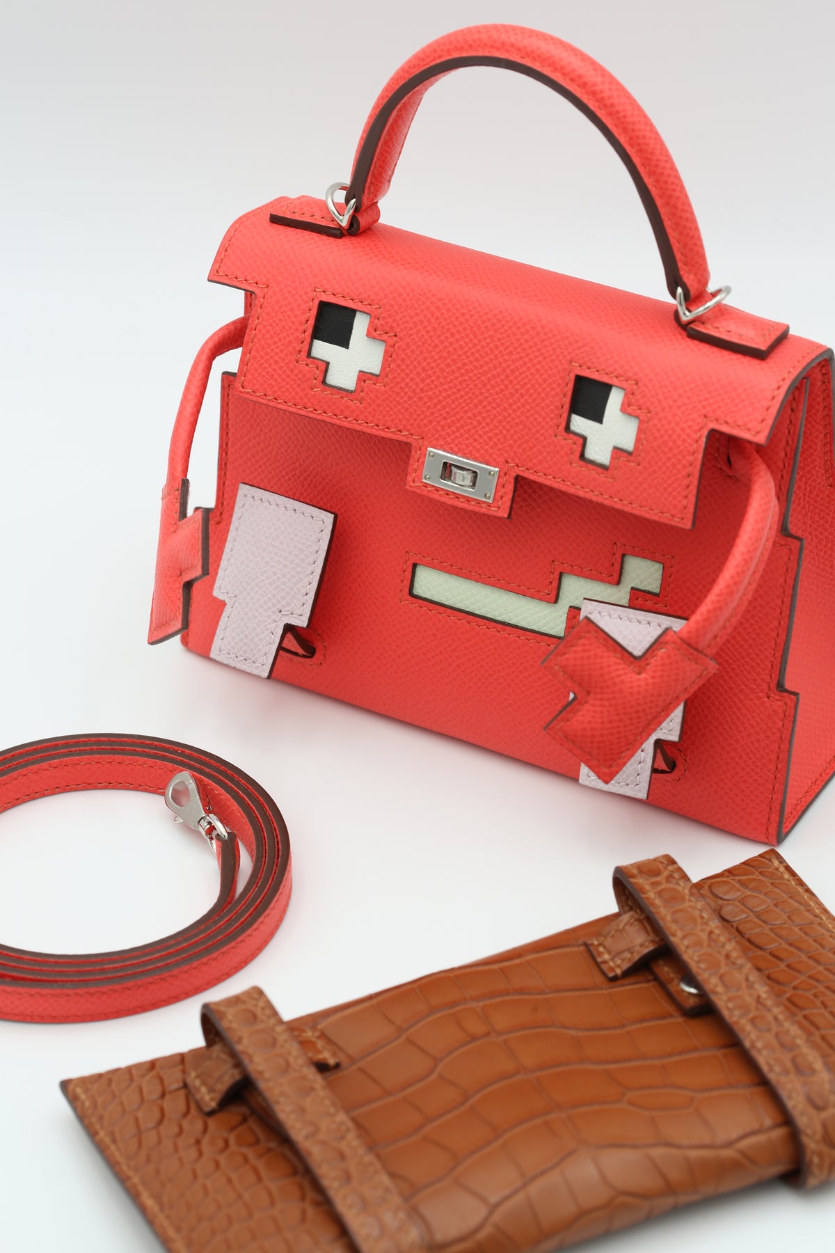 HERMÈS KELLY DOLL ROSE TEXAS SILVER HARDWARE K STAMP