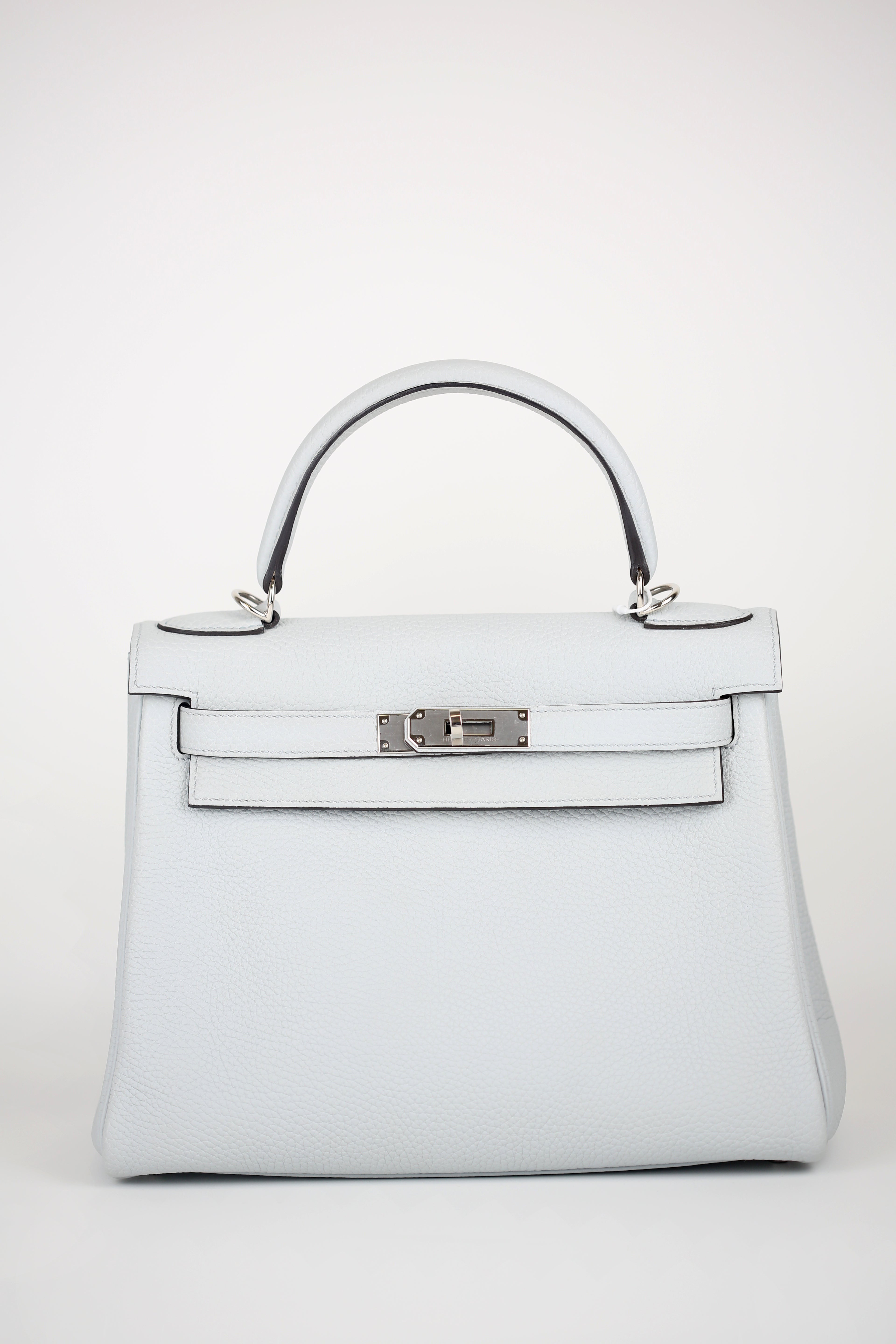 HERMES Togo Kelly Retourne 28 Rouge Bleu Pale