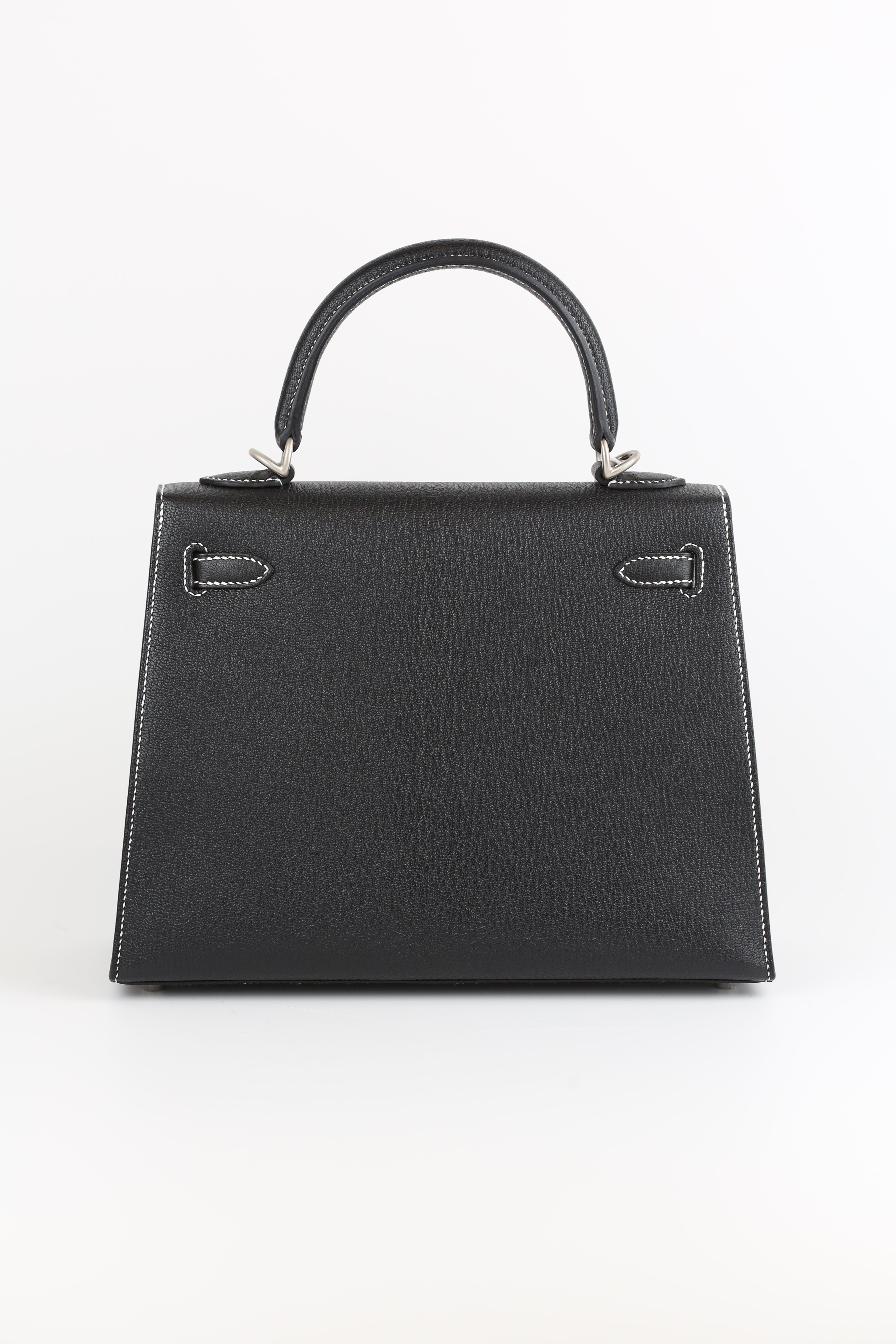 HERMES Chevre Kelly 25 Noir&White line