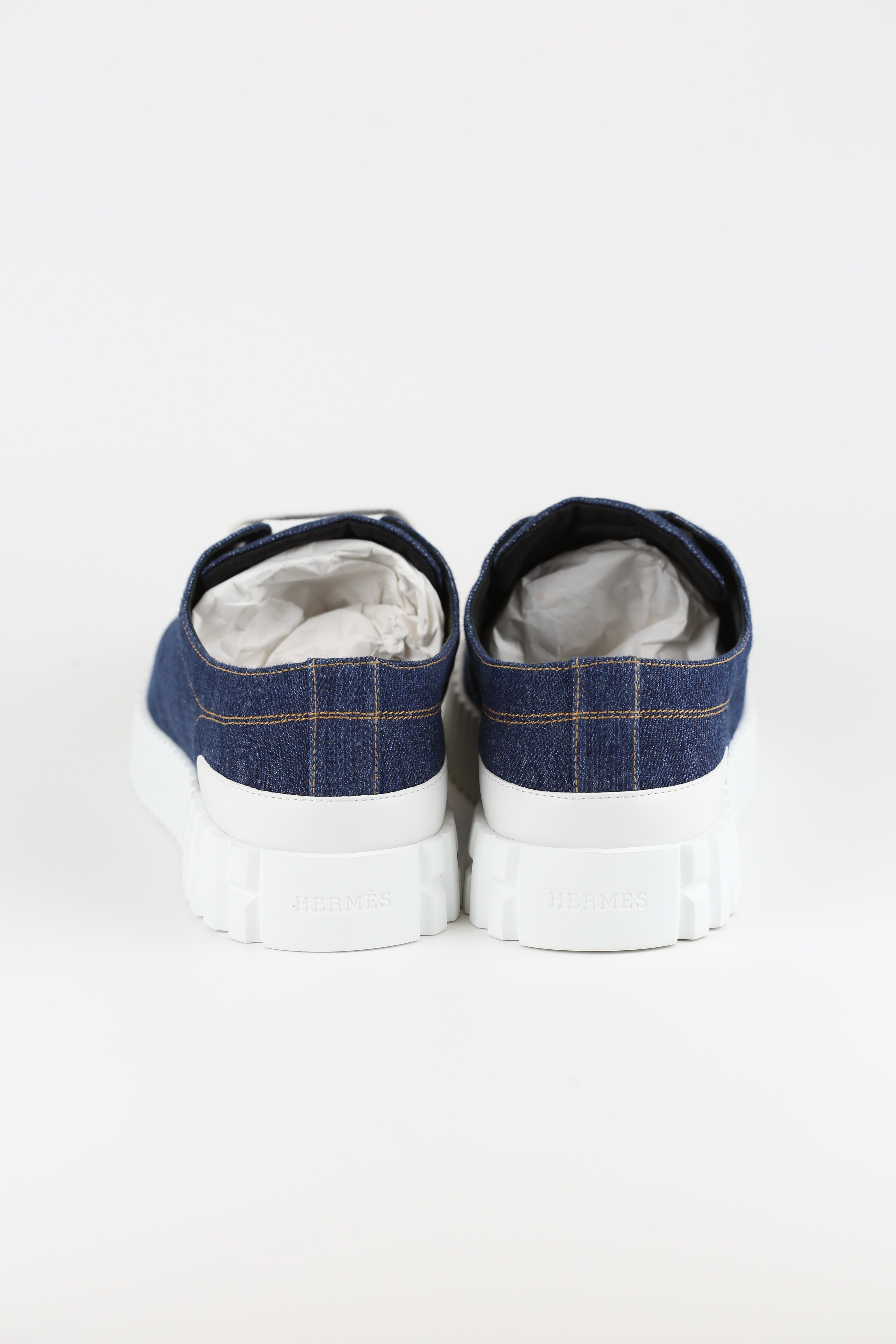 Hermes Men's Sneakers Denim Navy size 41.5