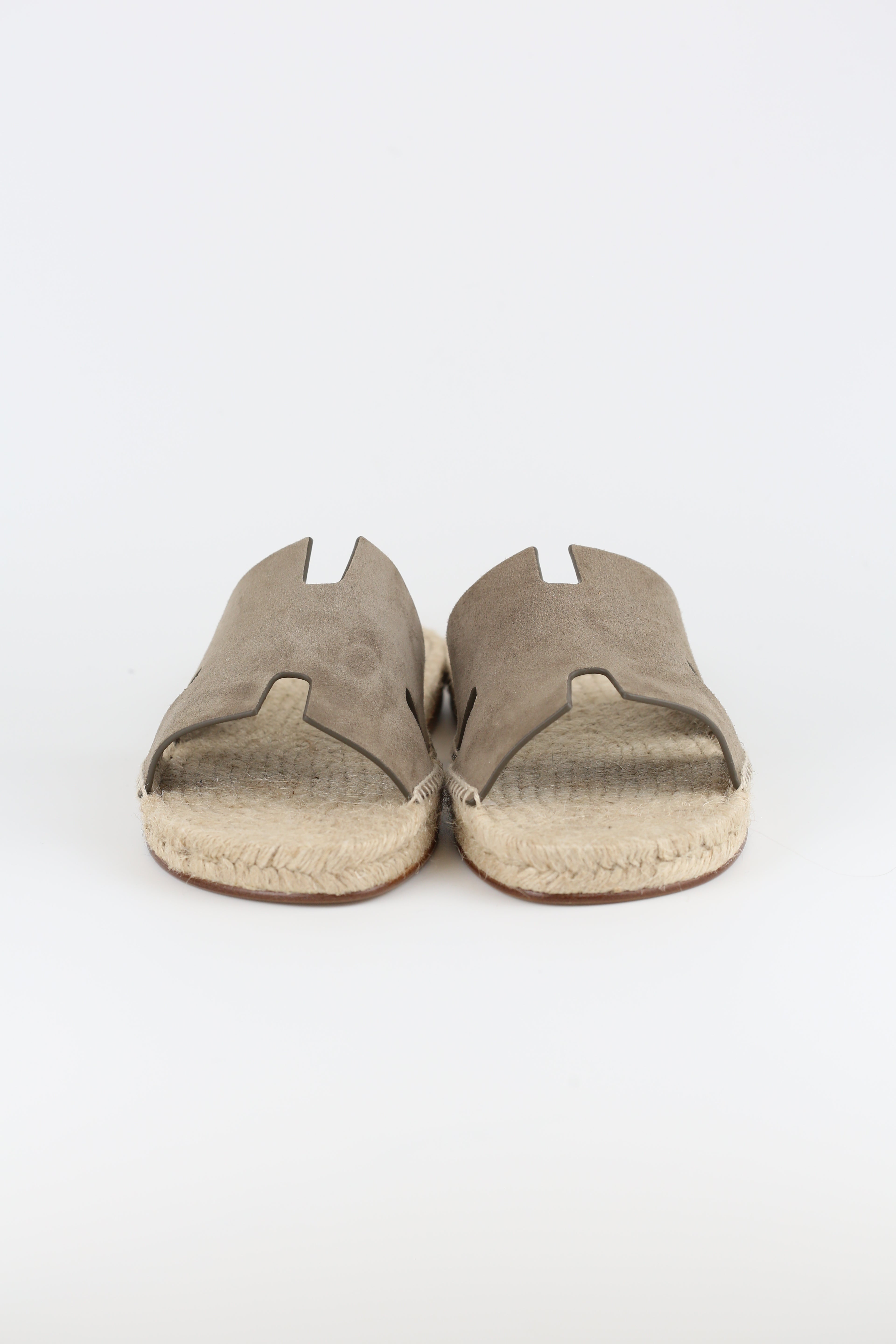 Hermes Men's Slippers Suede Etoupe e 43