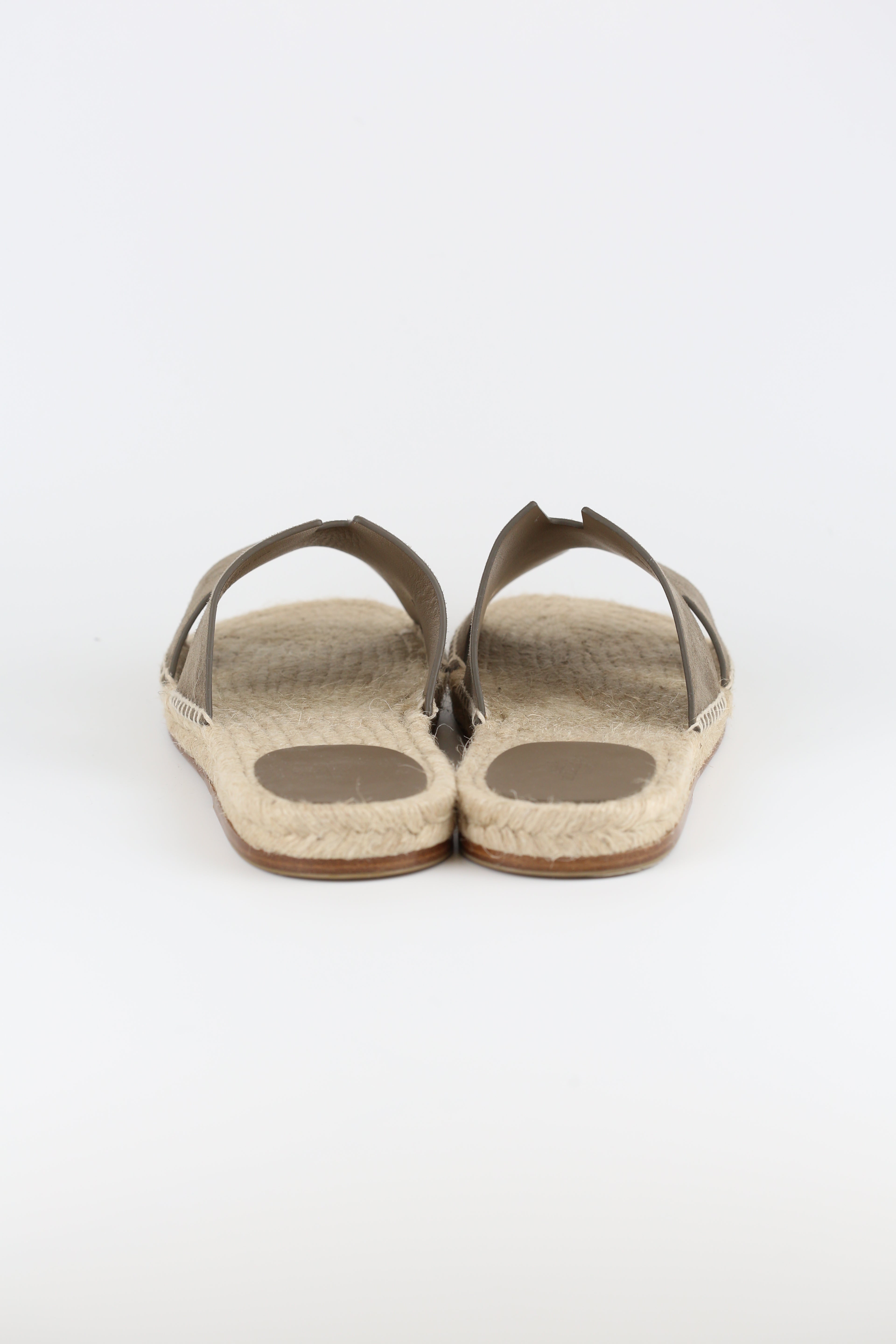 Hermes Men's Slippers Suede Etoupe e 43