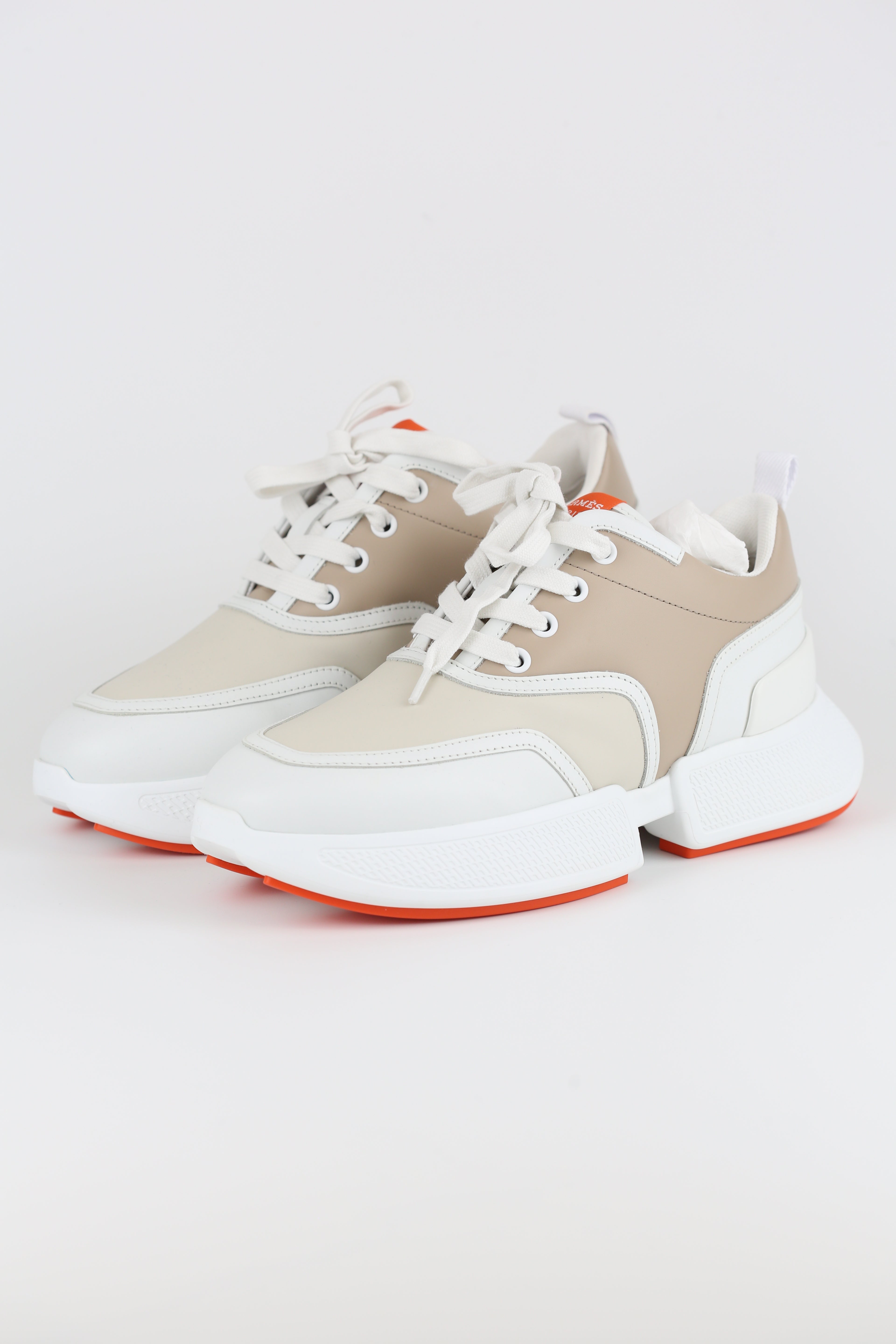 Hermes Women's Sneakers Beige Size 37.5