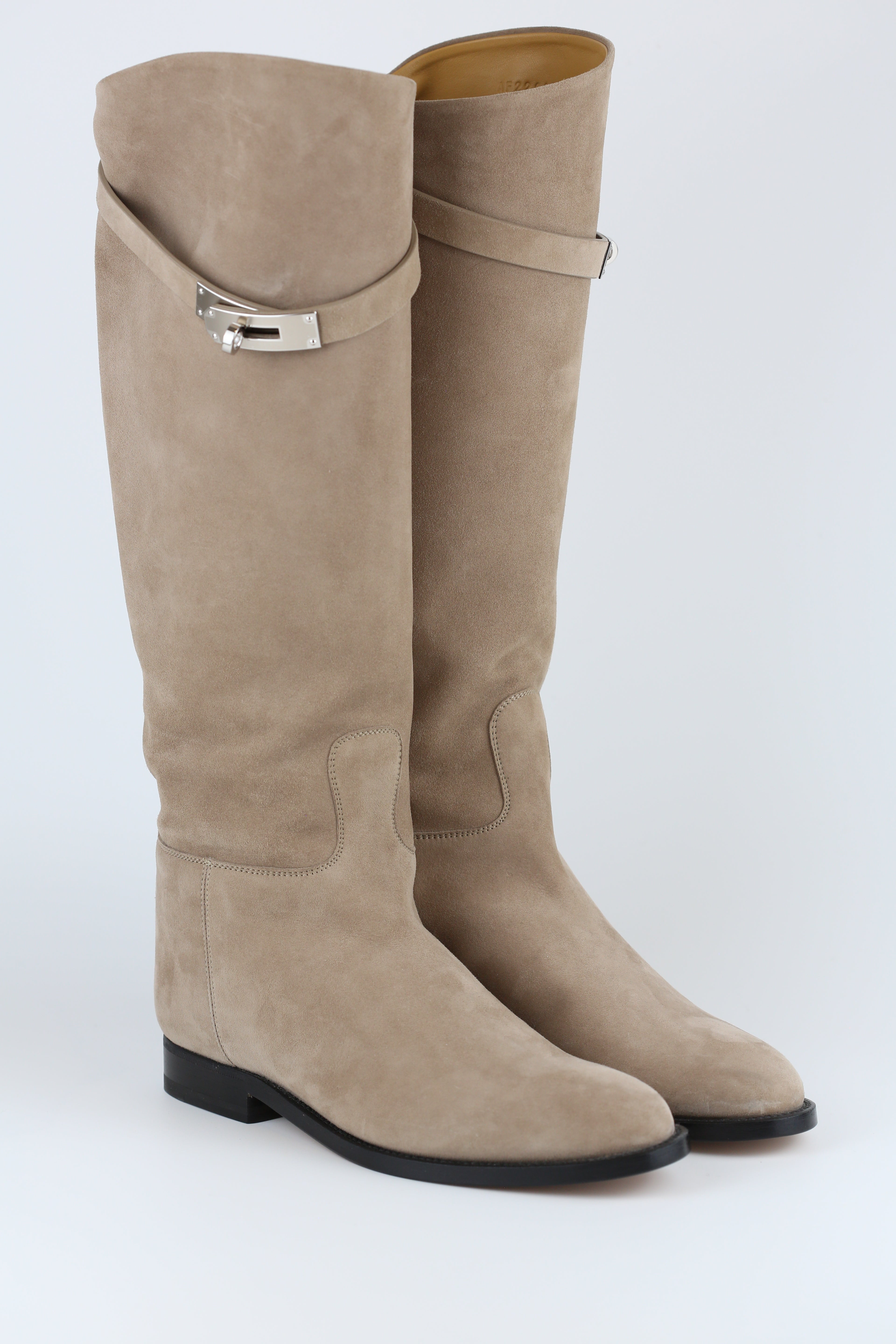 Hermes Women's High Boots Suede Sand Size